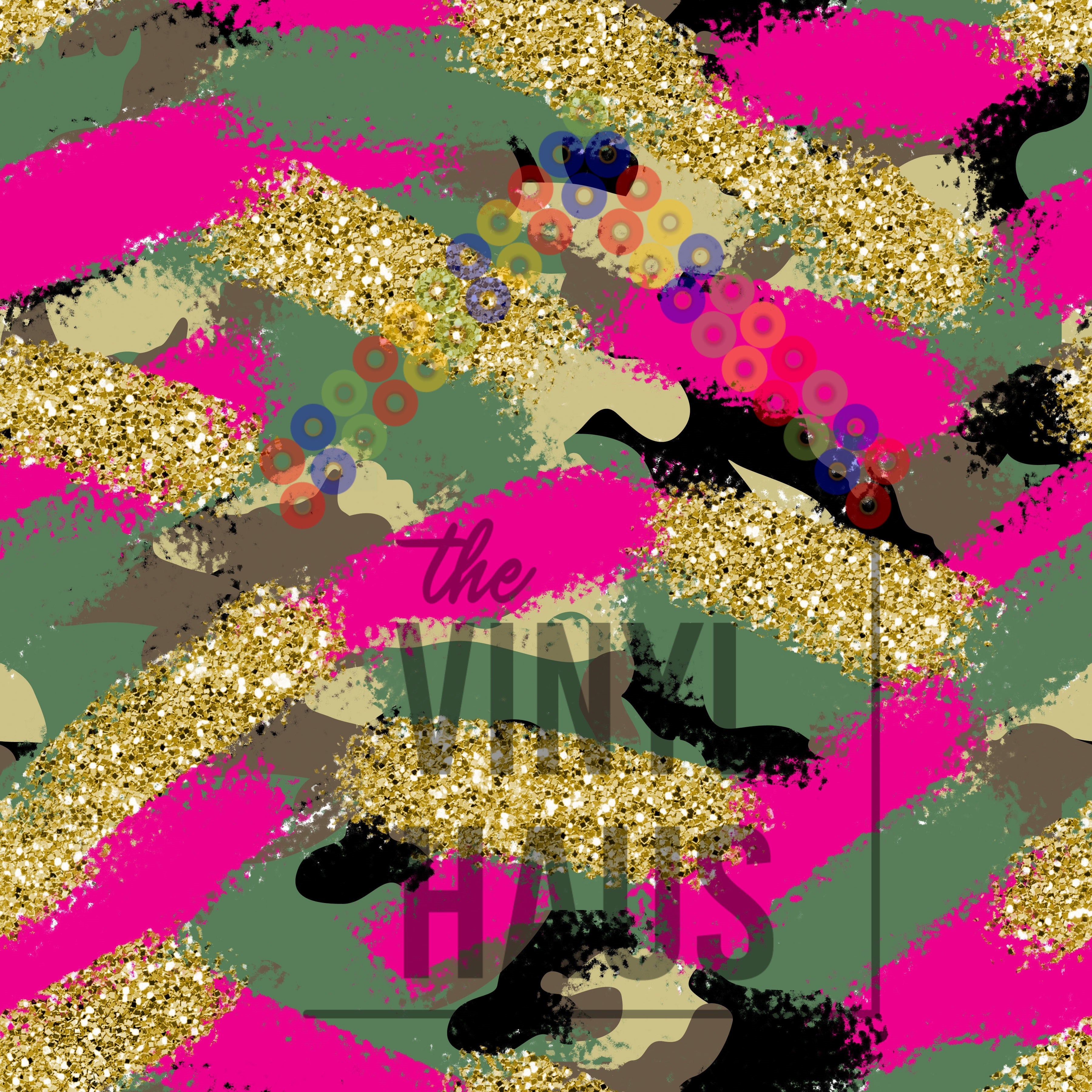 Green and Pink Brushstroke Camo Pattern Vinyl 12" x 9" - The Vinyl Haus