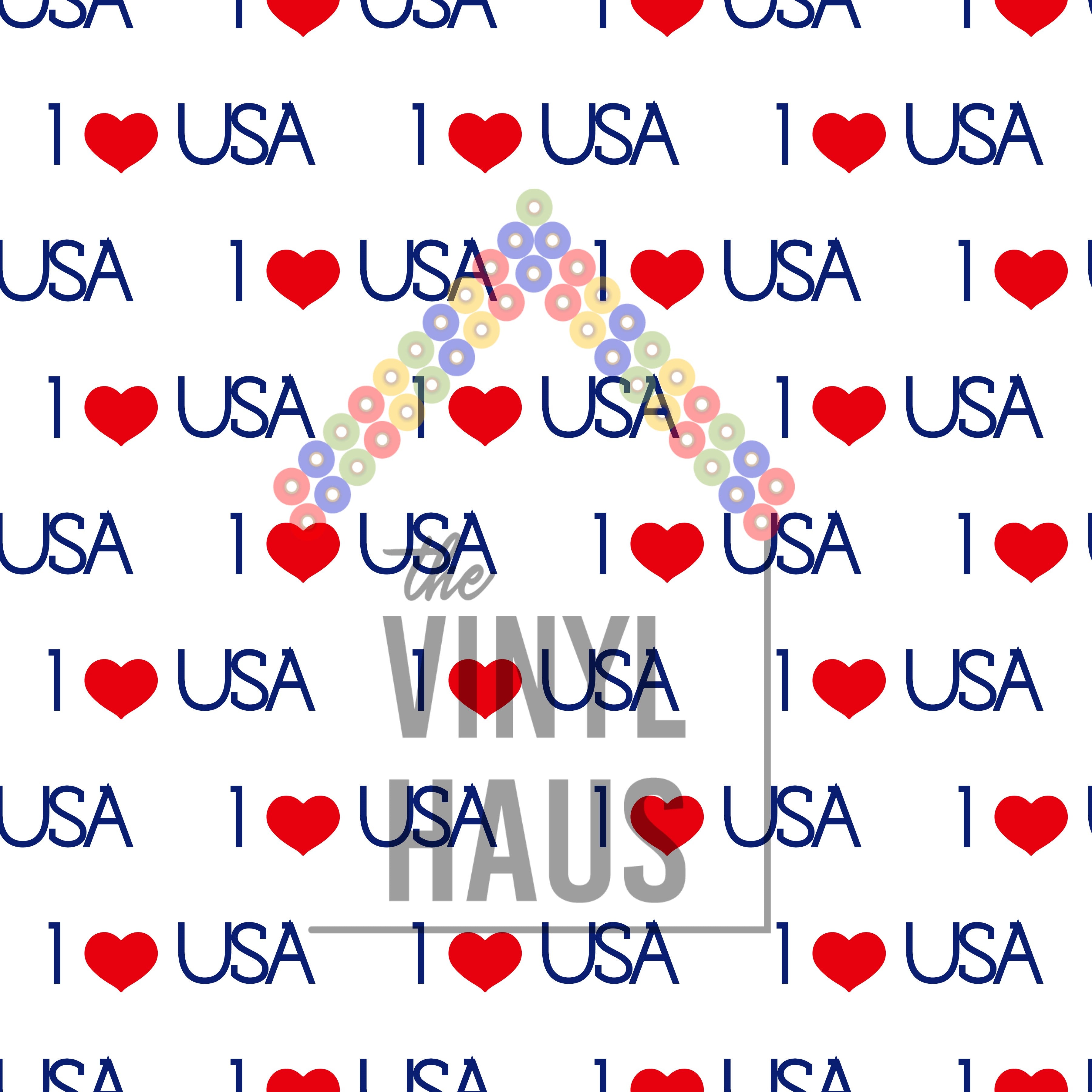 I Love USA White Background Pattern Vinyl 12" x 12" - The Vinyl Haus