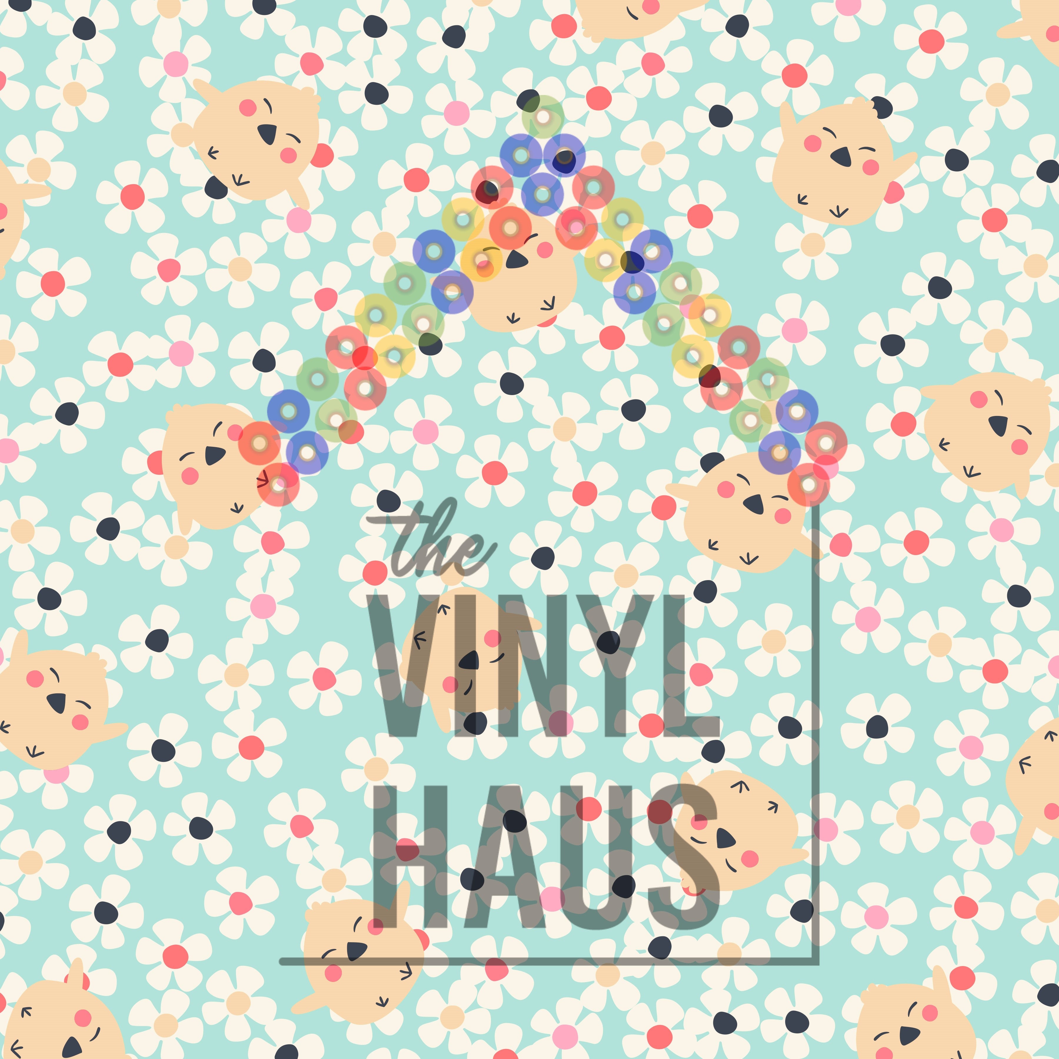 Easter Chicks with Flowers Pattern Vinyl 12" x 12" - The Vinyl Haus
