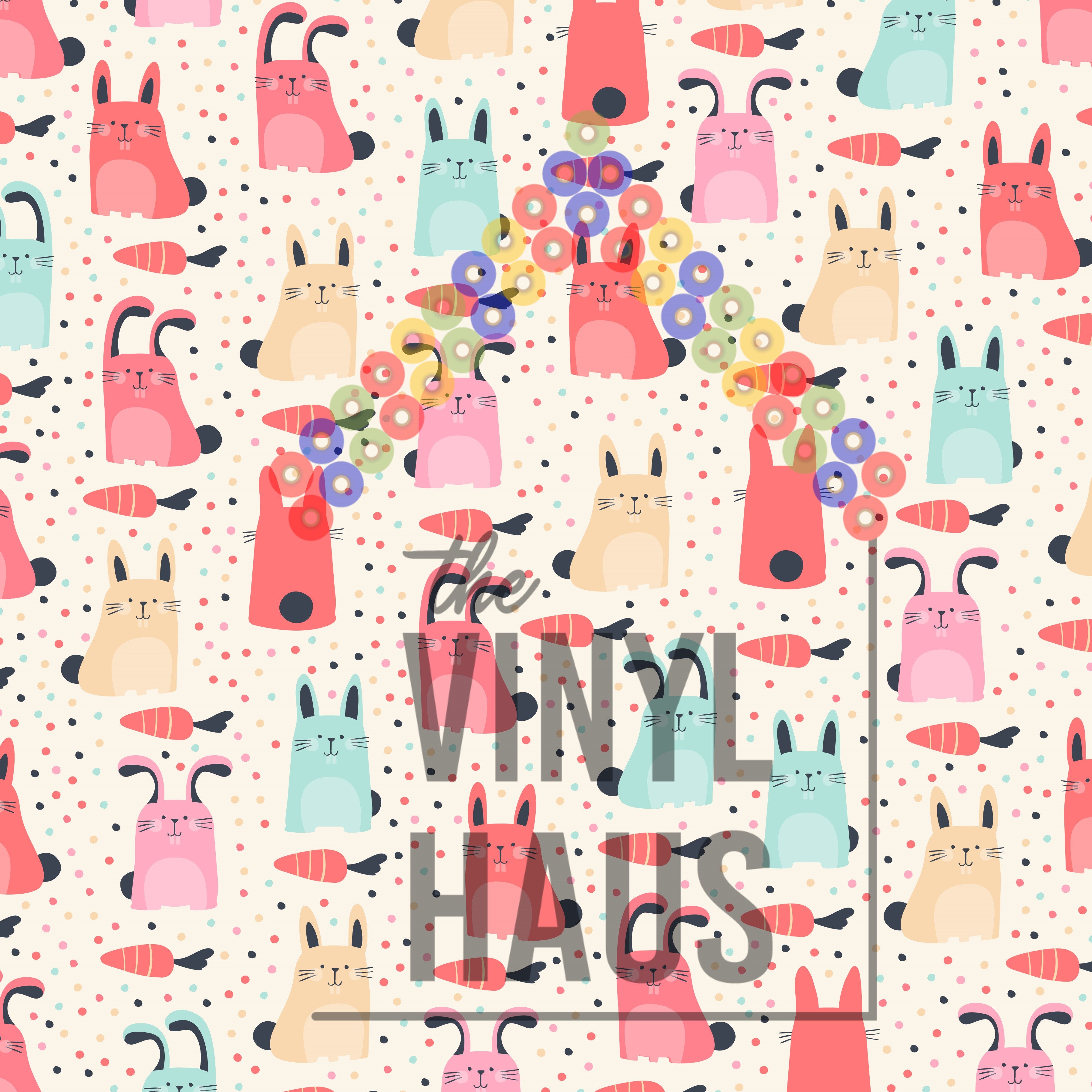 Easter Bunny and Carrots Pattern Vinyl 12" x 12" - The Vinyl Haus