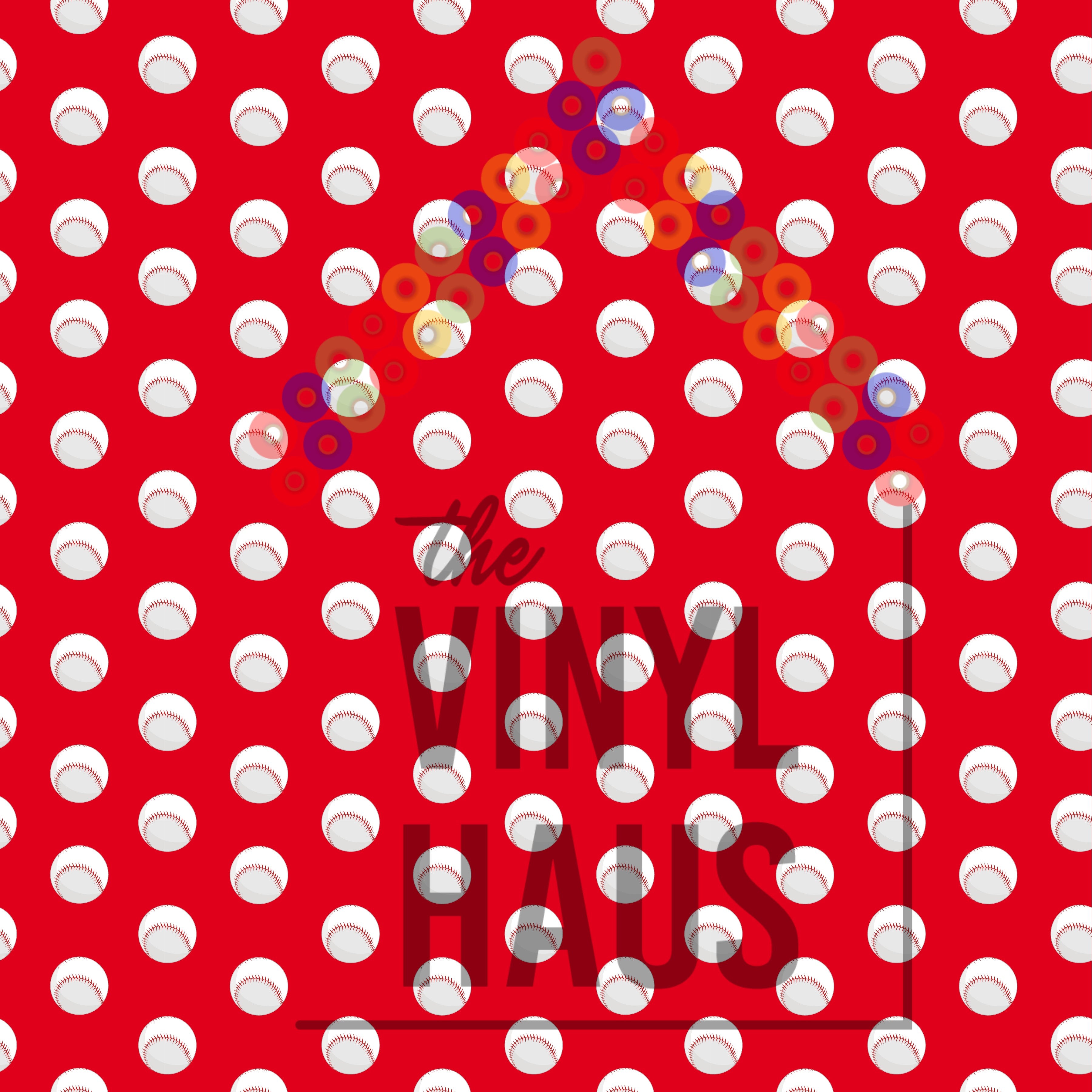 Baseball Red Background Pattern Vinyl 12" x 12" - The Vinyl Haus