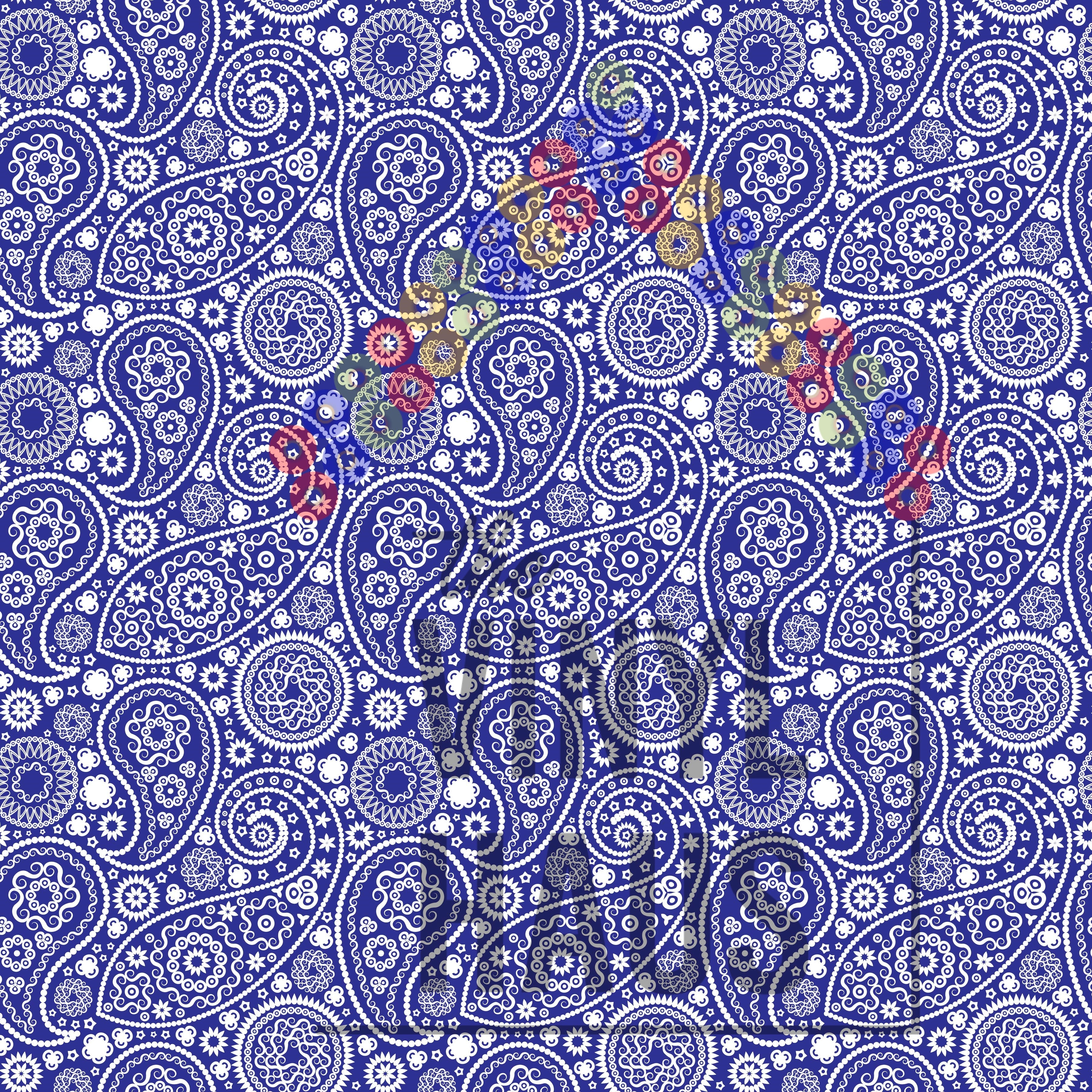 Blue Paisley Pattern Vinyl 12" x 12" - The Vinyl Haus
