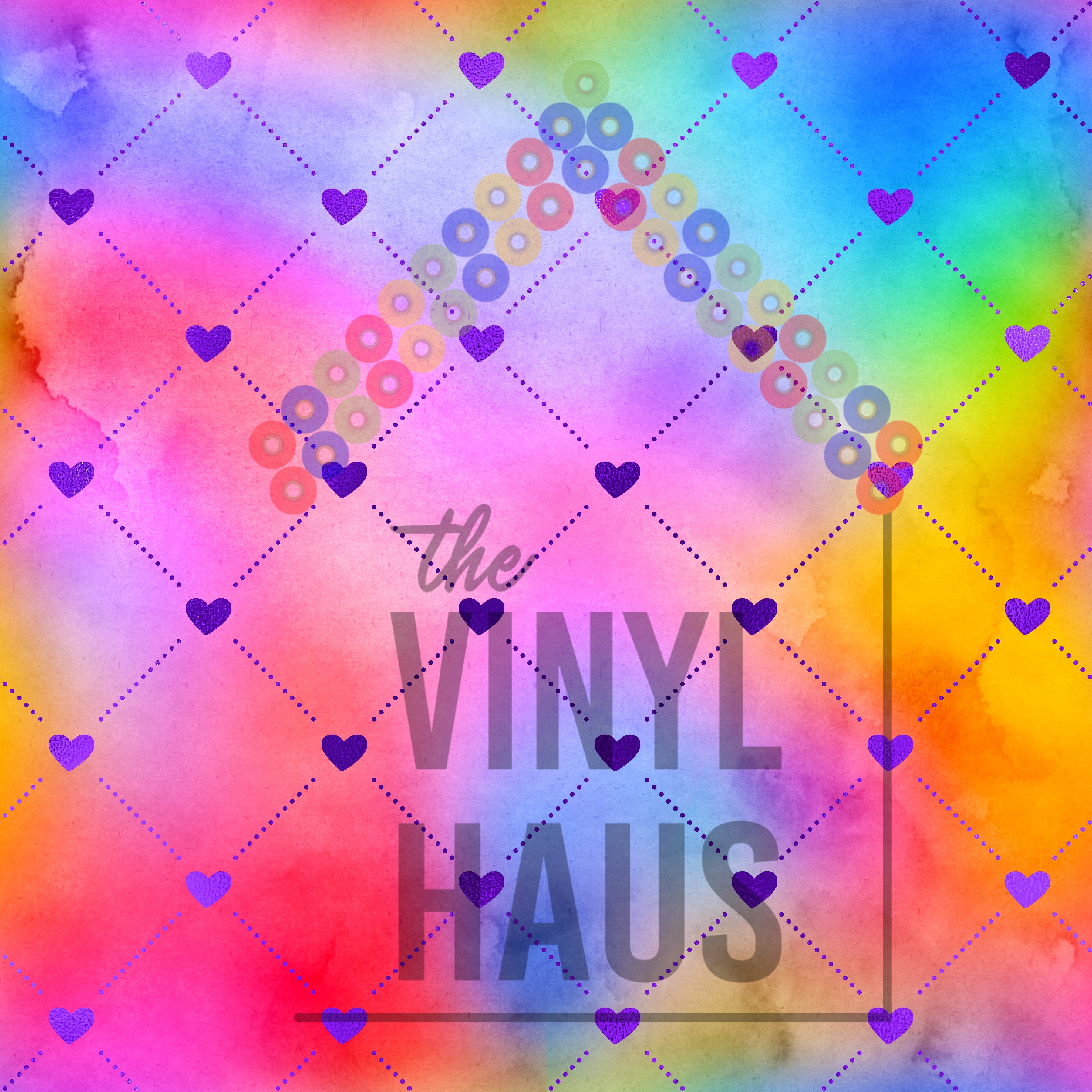 Rainbow With Hearts PRIDE Pattern Vinyl 12" x 12" - The Vinyl Haus