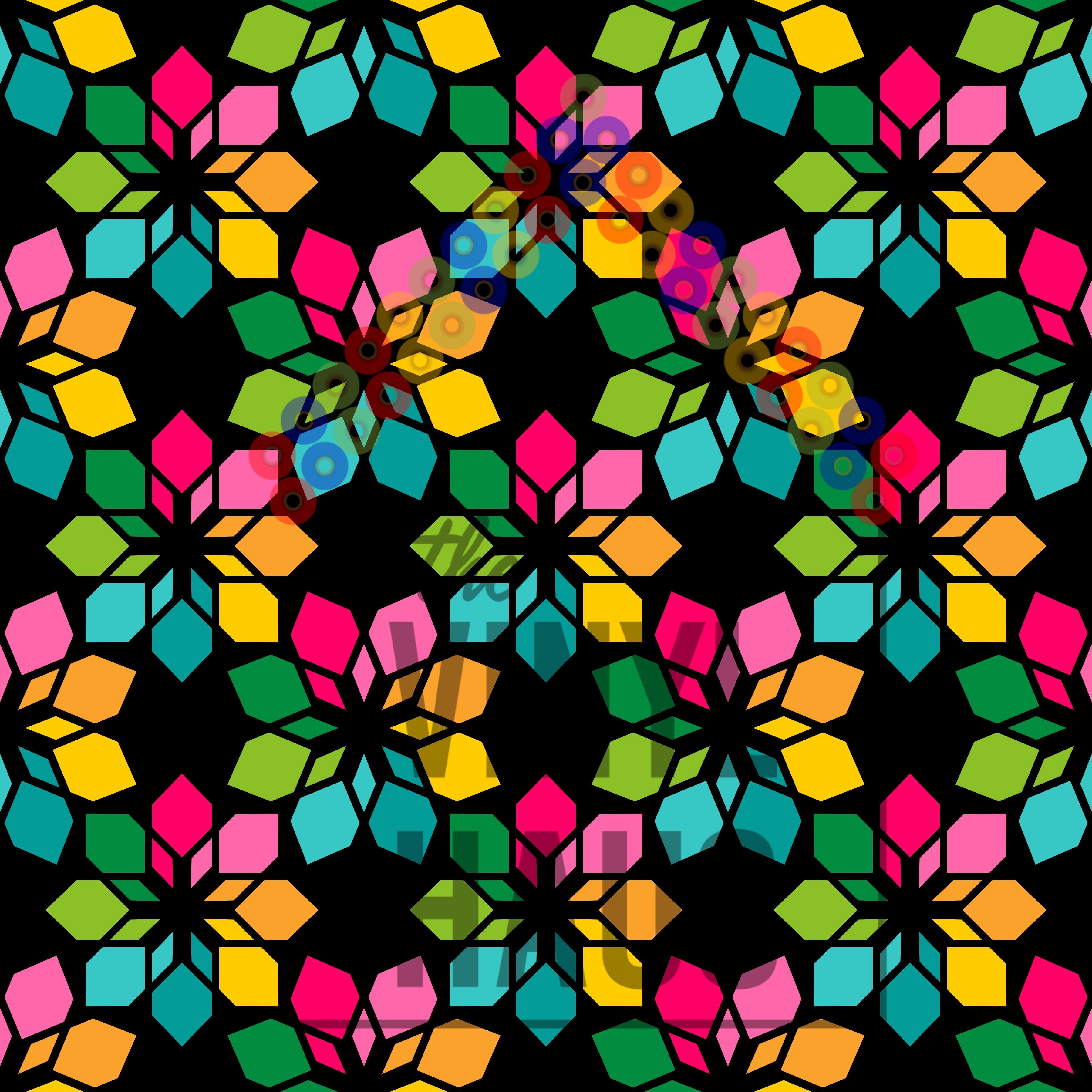 Rainbow Flowers Black Background PRIDE Pattern Vinyl 12" x 12" - The Vinyl Haus