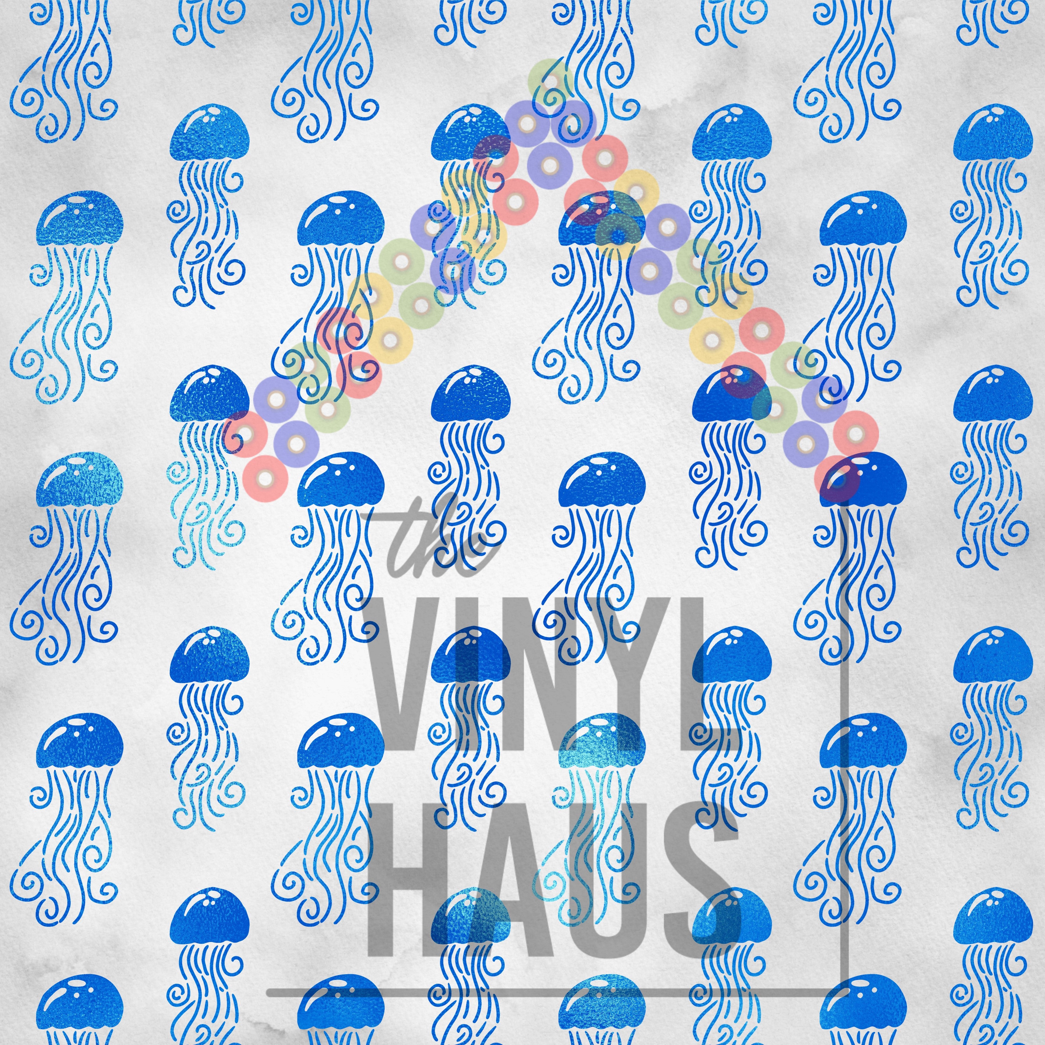 Blue Jelly Fish Pattern Vinyl 12" x 12" - The Vinyl Haus