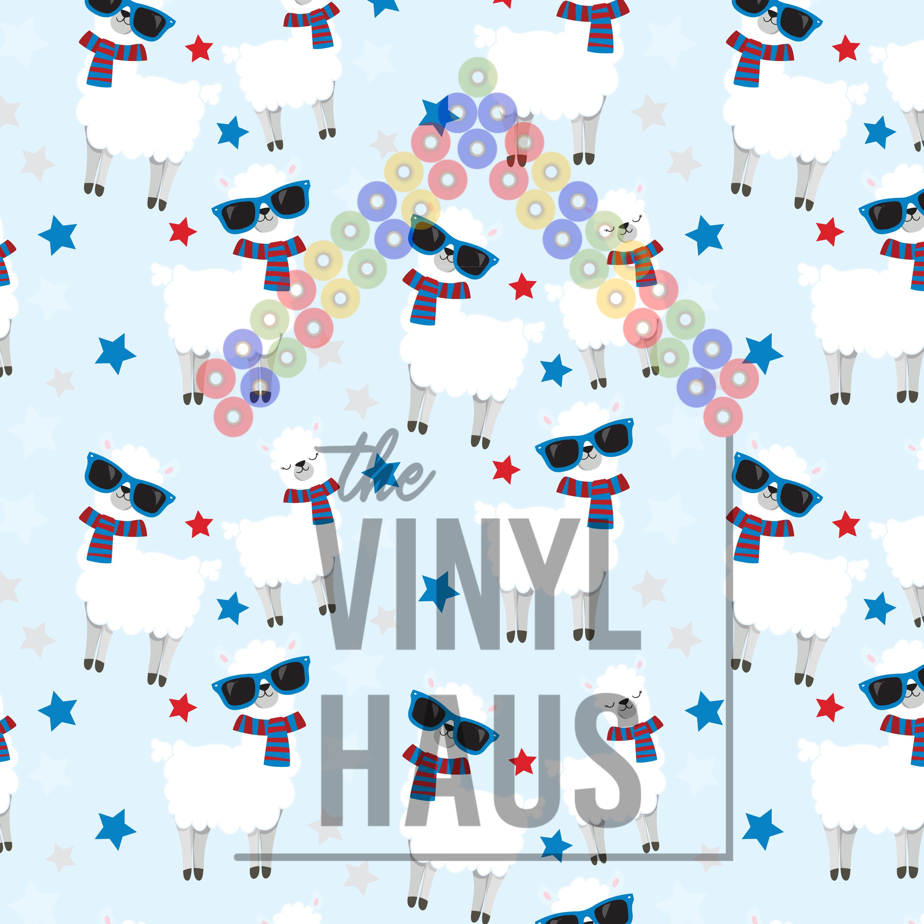 4th of July Llamas Pattern Vinyl 12" x 12" - The Vinyl Haus