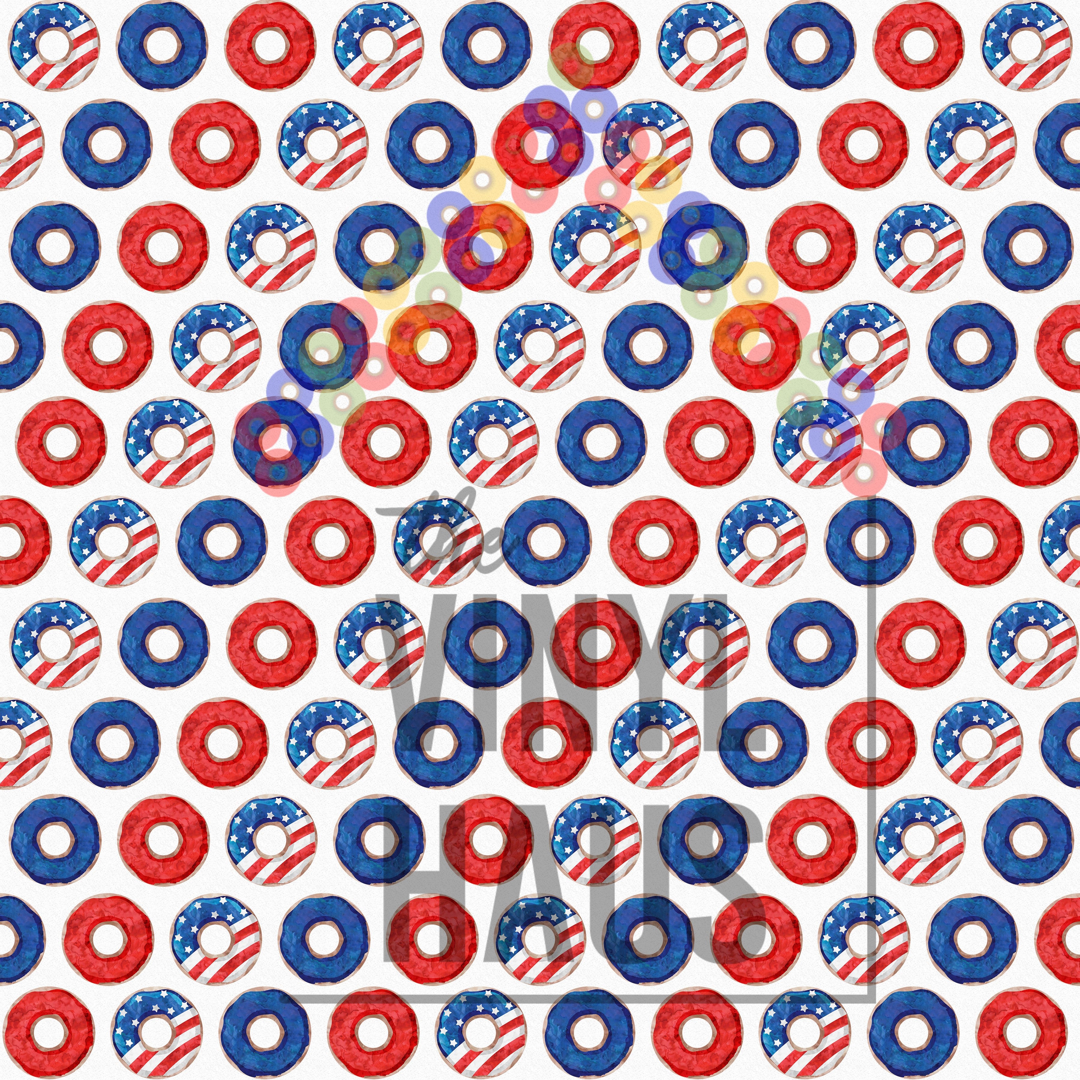 4th of July Donuts Pattern Vinyl 12" x 12" - The Vinyl Haus