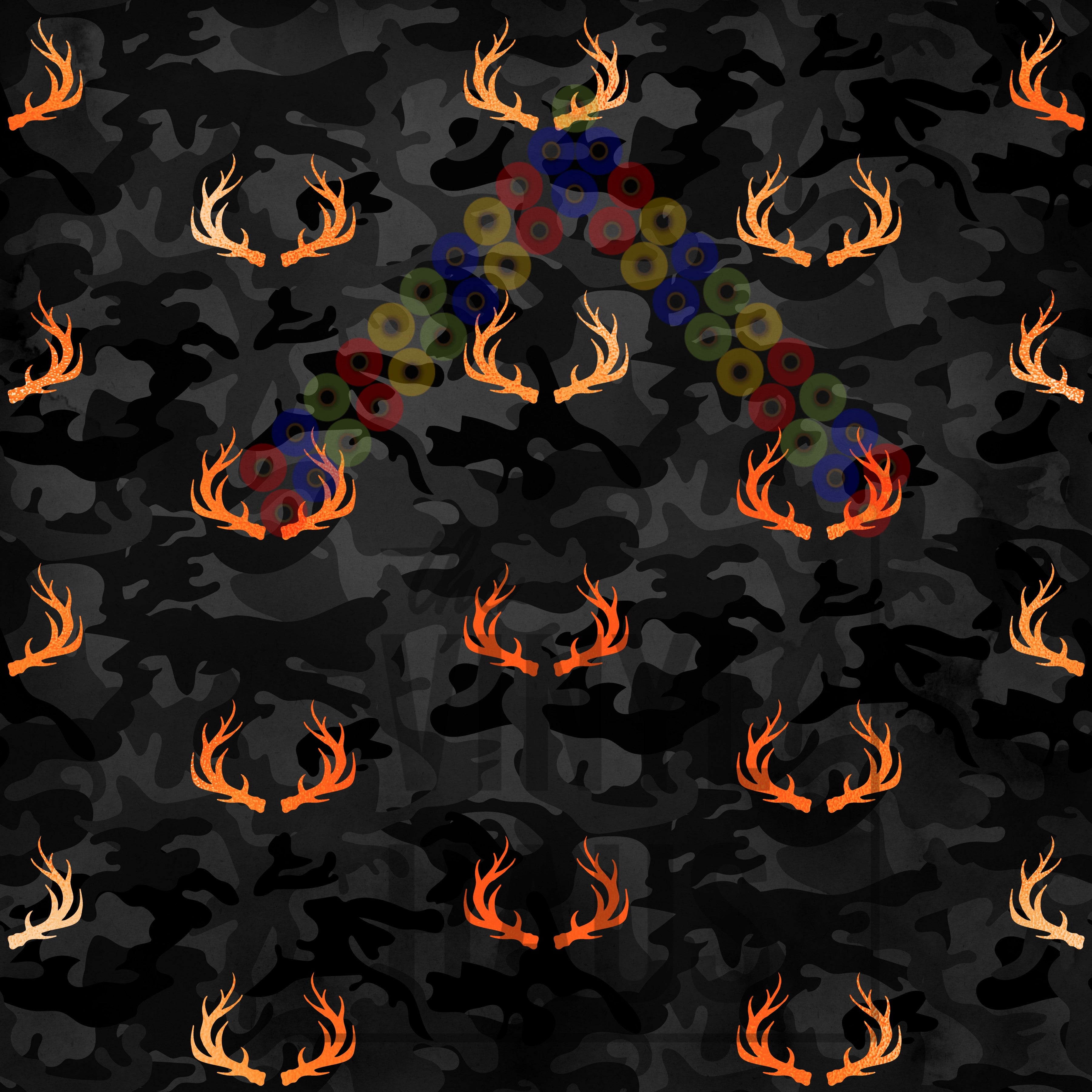 Camouflage with Orange Antler Pattern Vinyl 12" x 12" - The Vinyl Haus