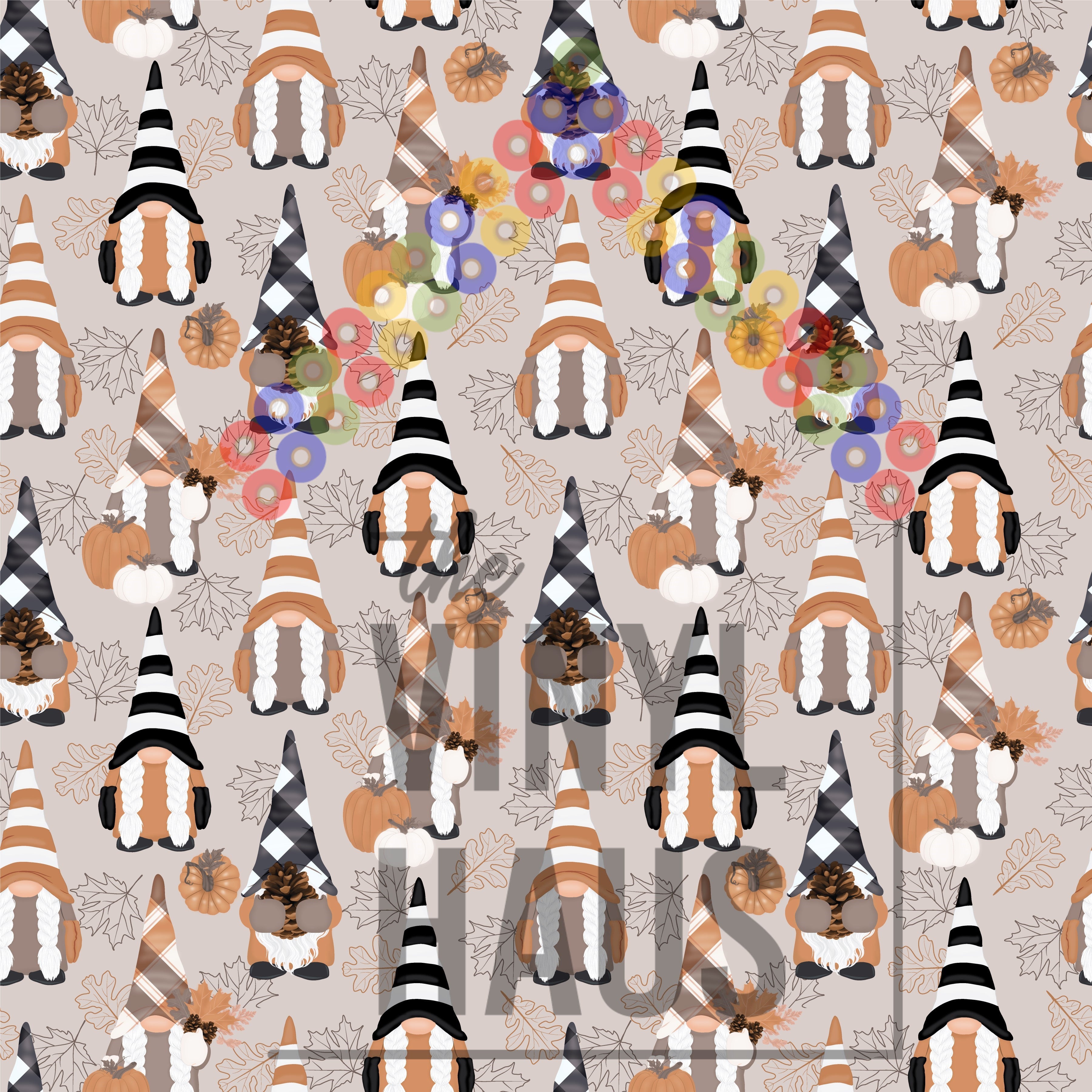 Fall Gnomes Tan Background Pattern Vinyl 12" x 12" - The Vinyl Haus
