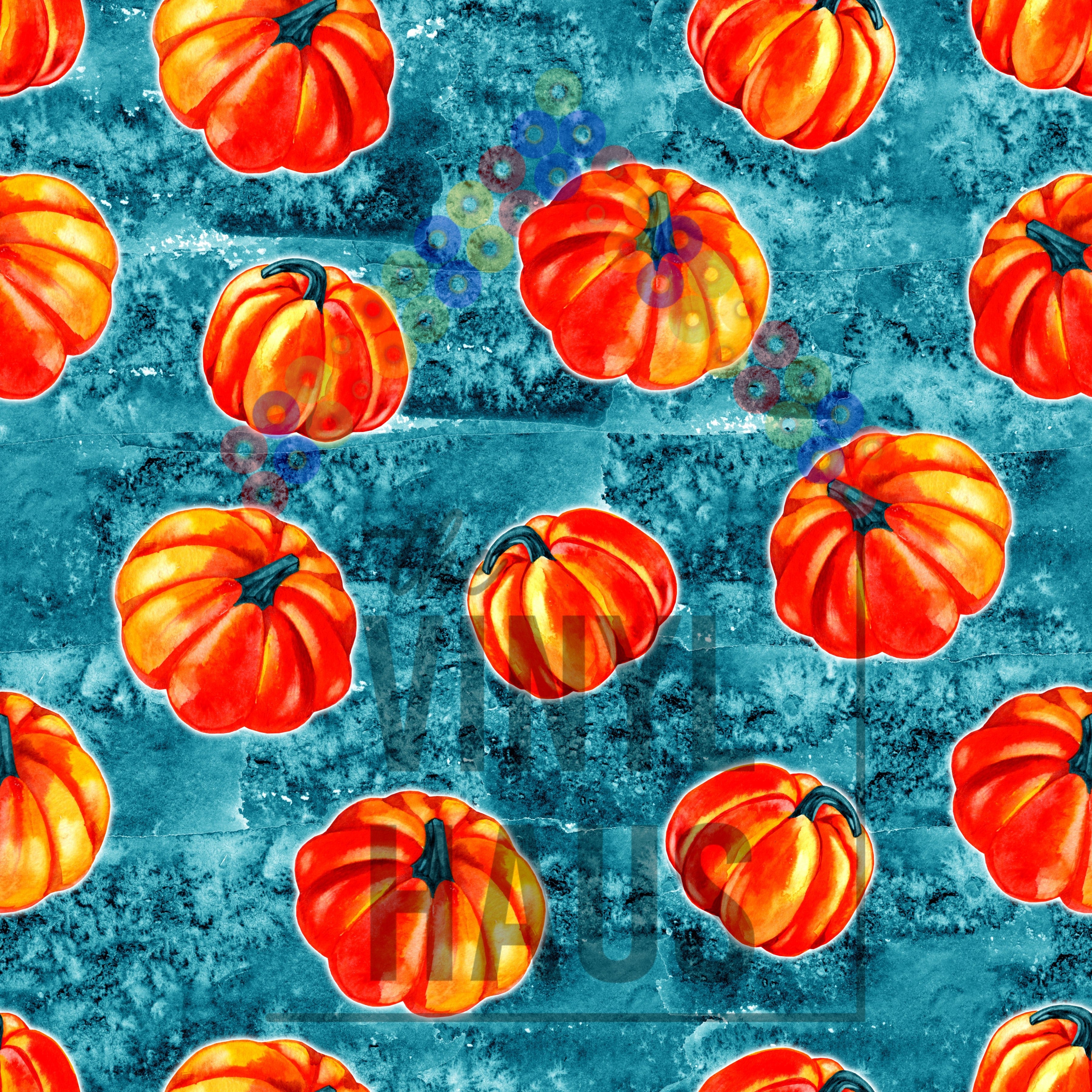 Pumpkins with Blue Background Pattern Vinyl 12" x 12" - The Vinyl Haus