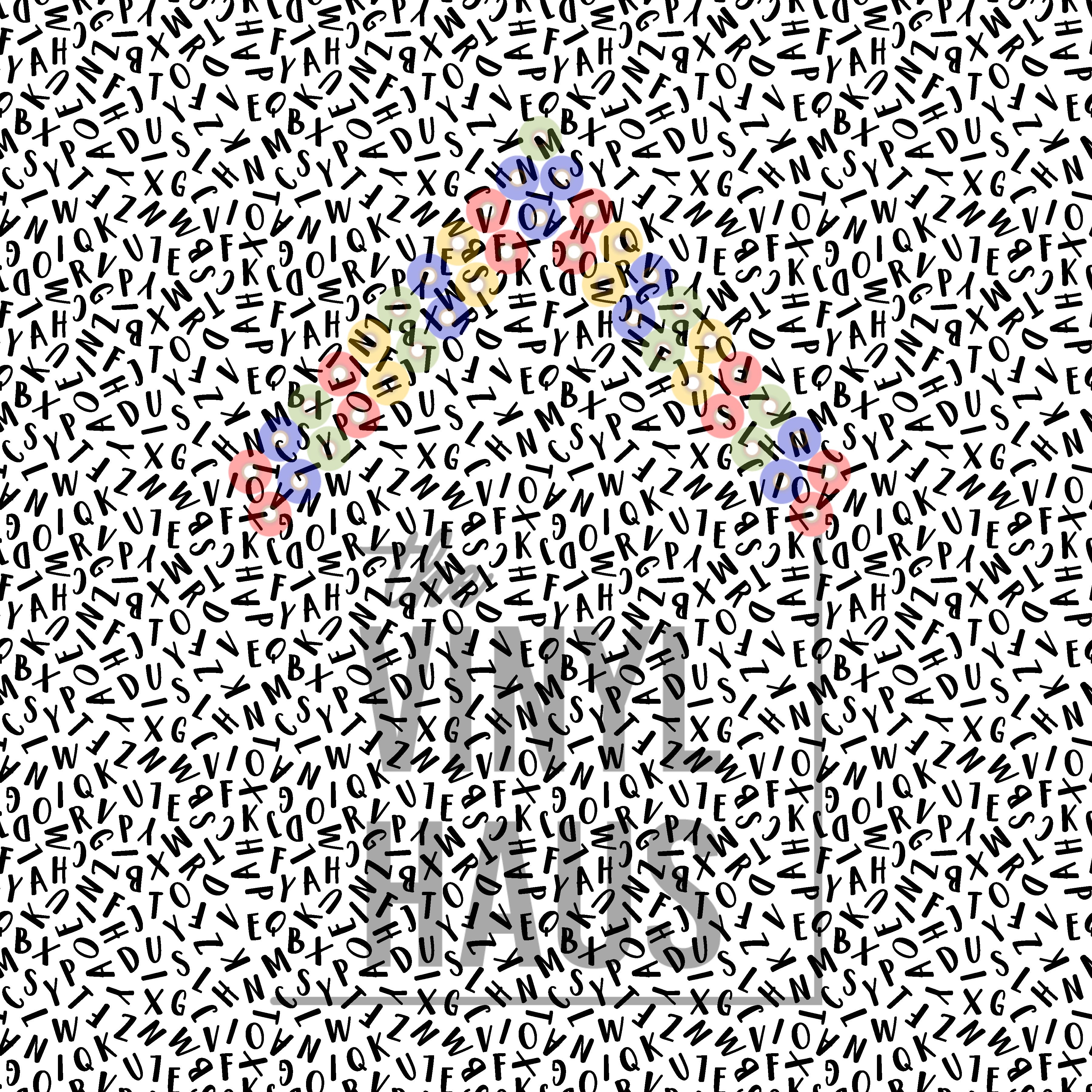 Black Letters Pattern Vinyl 12" x 12" - The Vinyl Haus