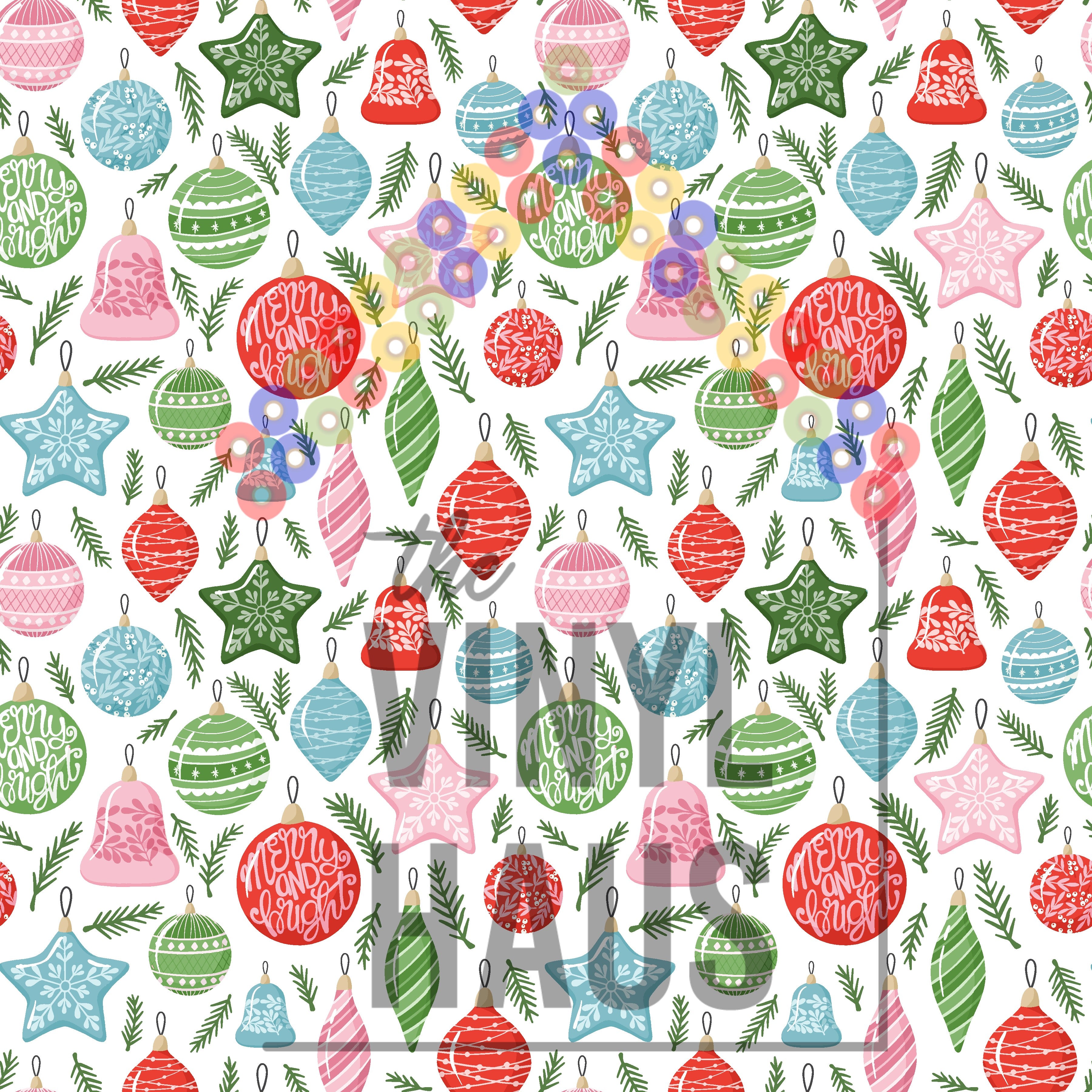 Christmas Bells/Ornaments Pattern Vinyl 12" x 12" - The Vinyl Haus