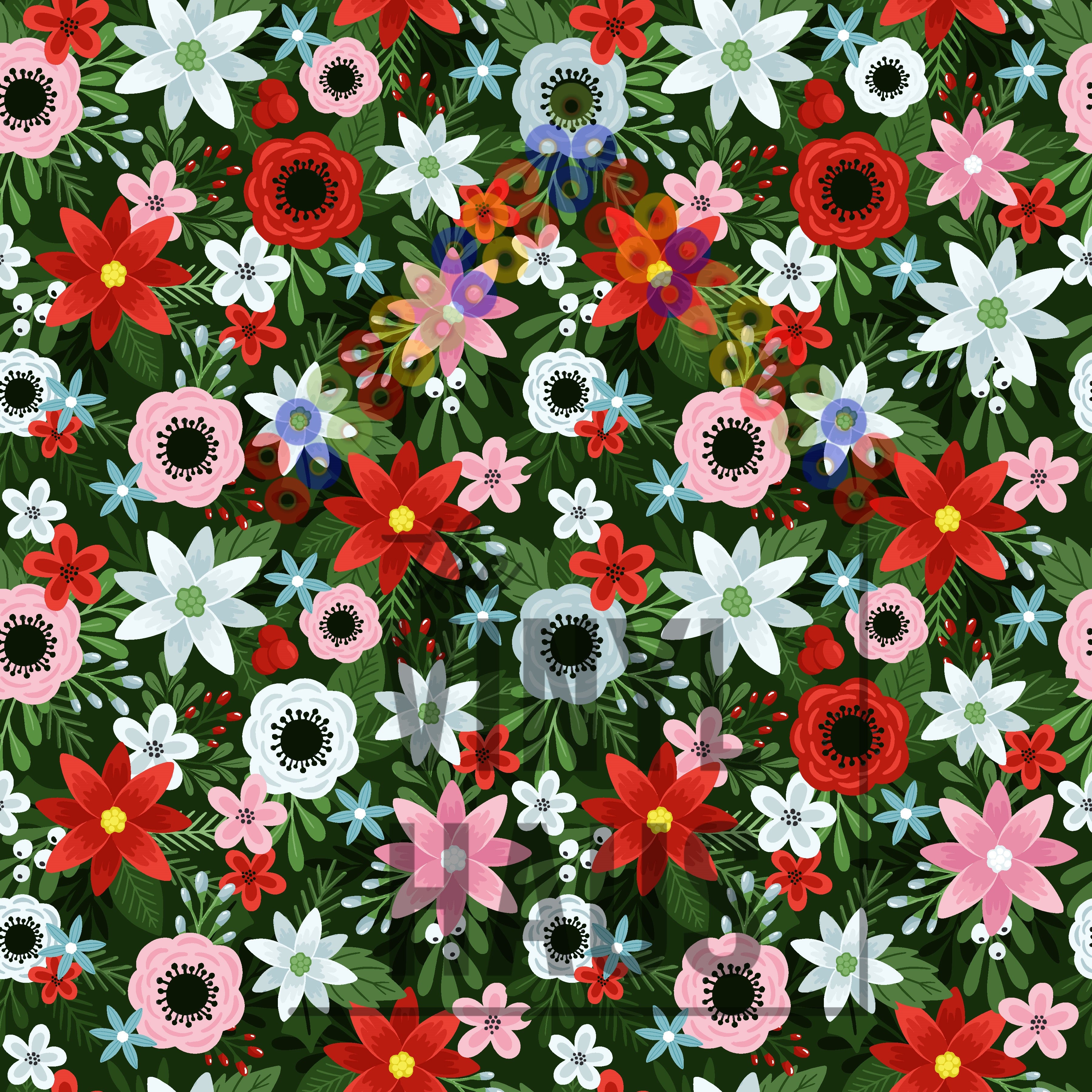 Christmas Floral Pattern Vinyl 12" x 12" - The Vinyl Haus