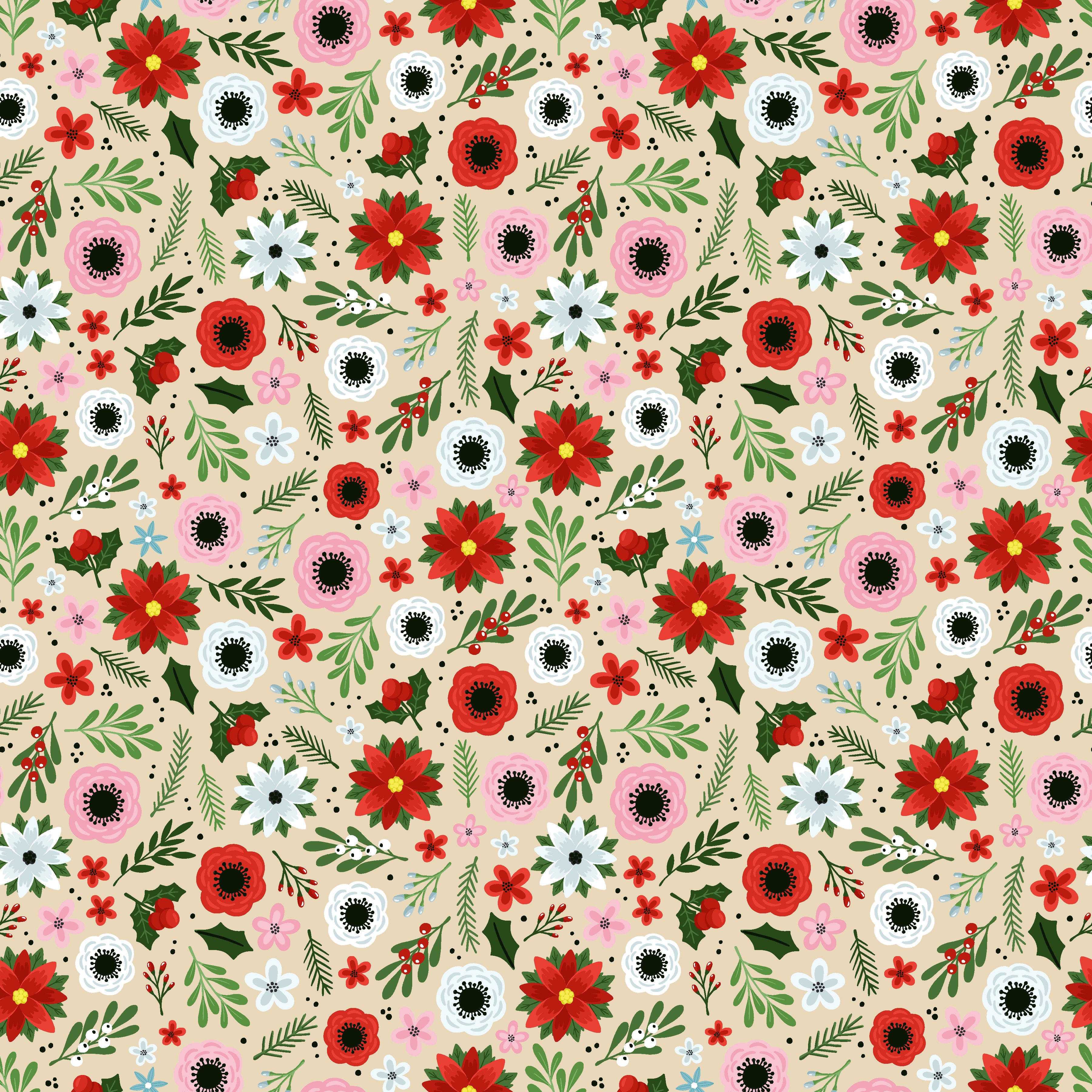 Christmas Floral Pattern Vinyl 12" x 12" - Heat Transfer Haus