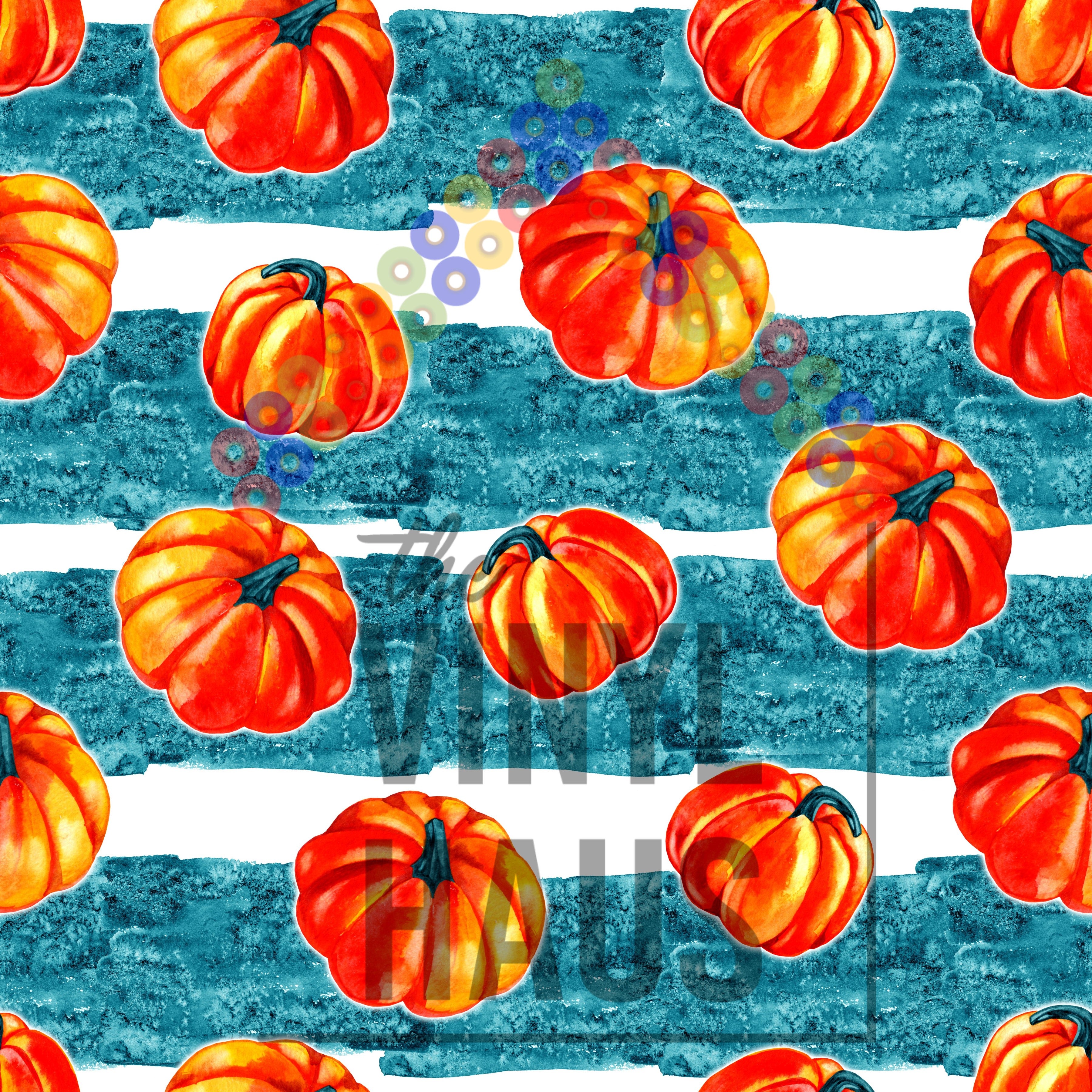 Pumpkin with Blue Stripes Pattern Vinyl 12" x 12" - The Vinyl Haus