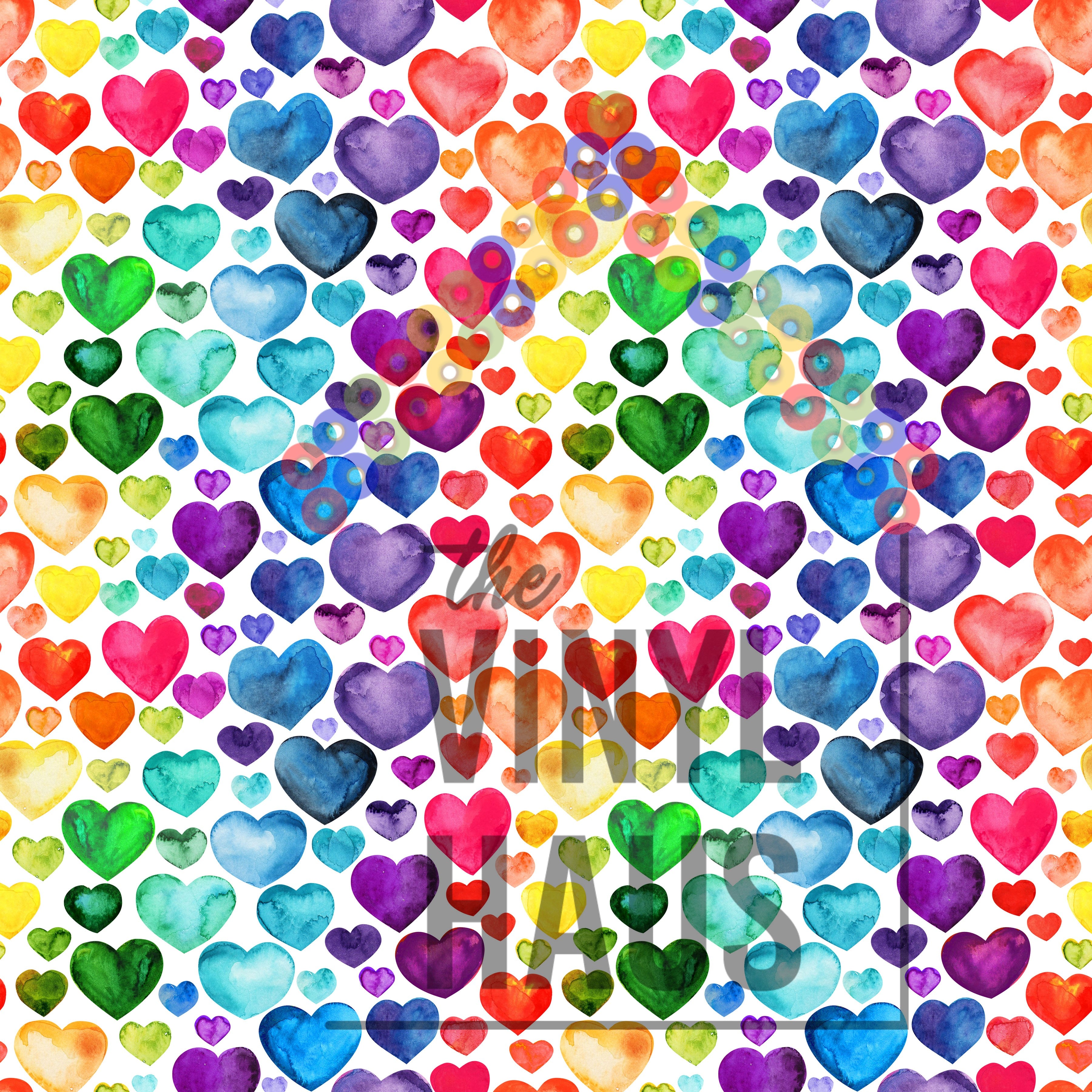 Rainbow Hearts Pattern Vinyl 12" x 12" - The Vinyl Haus