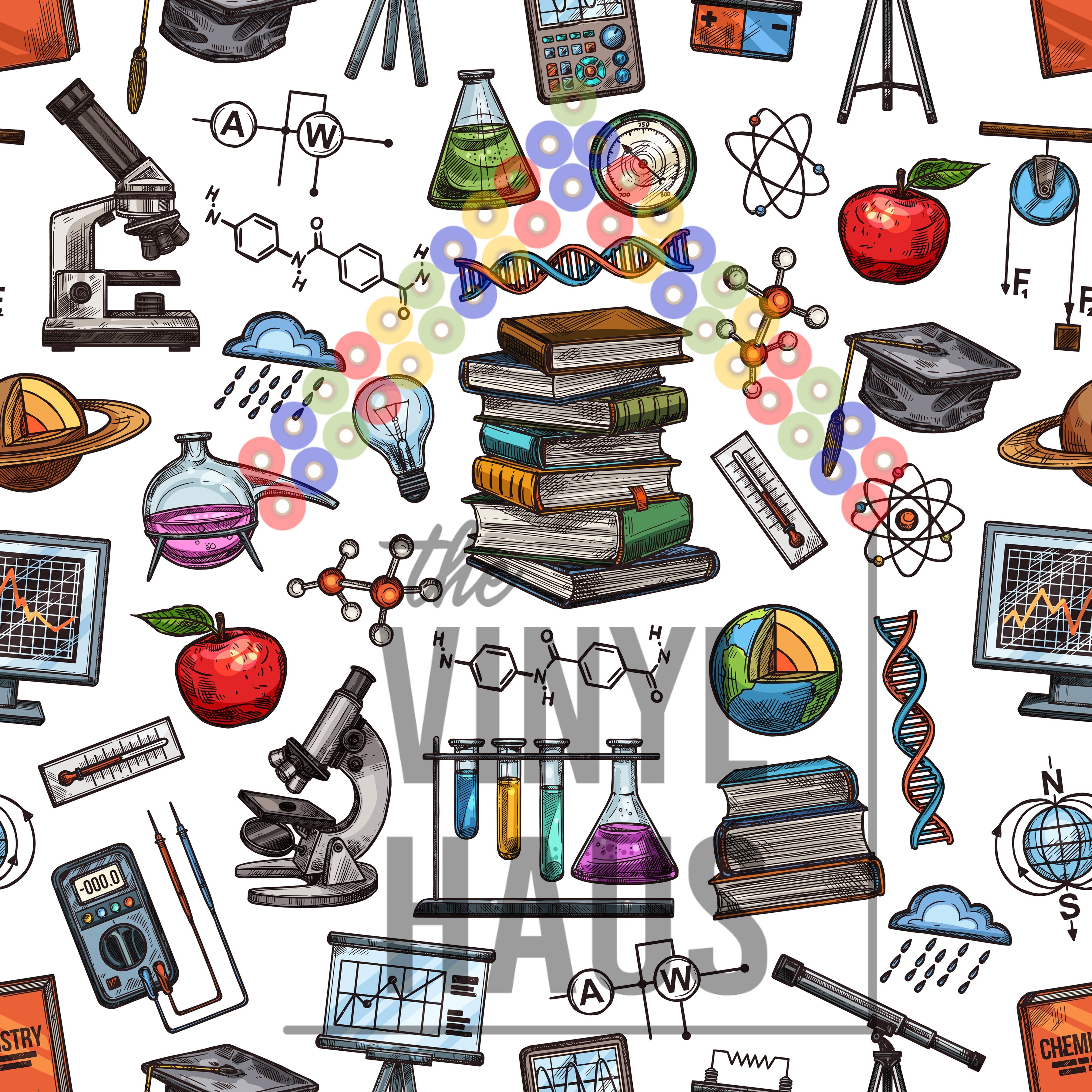 Science School Pattern Vinyl 12" x 12" - The Vinyl Haus