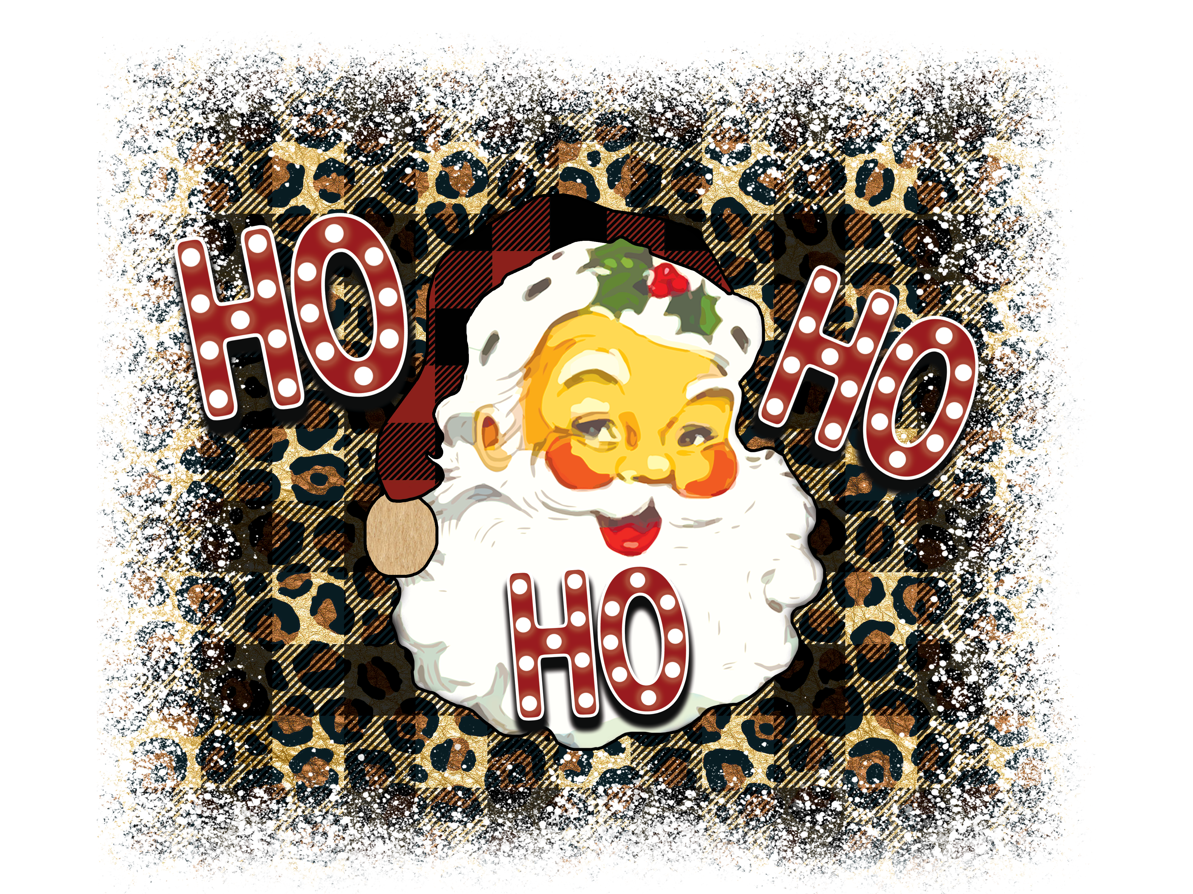 Sublimation Prints - Vintage Santa Leopard Background - The Vinyl Haus