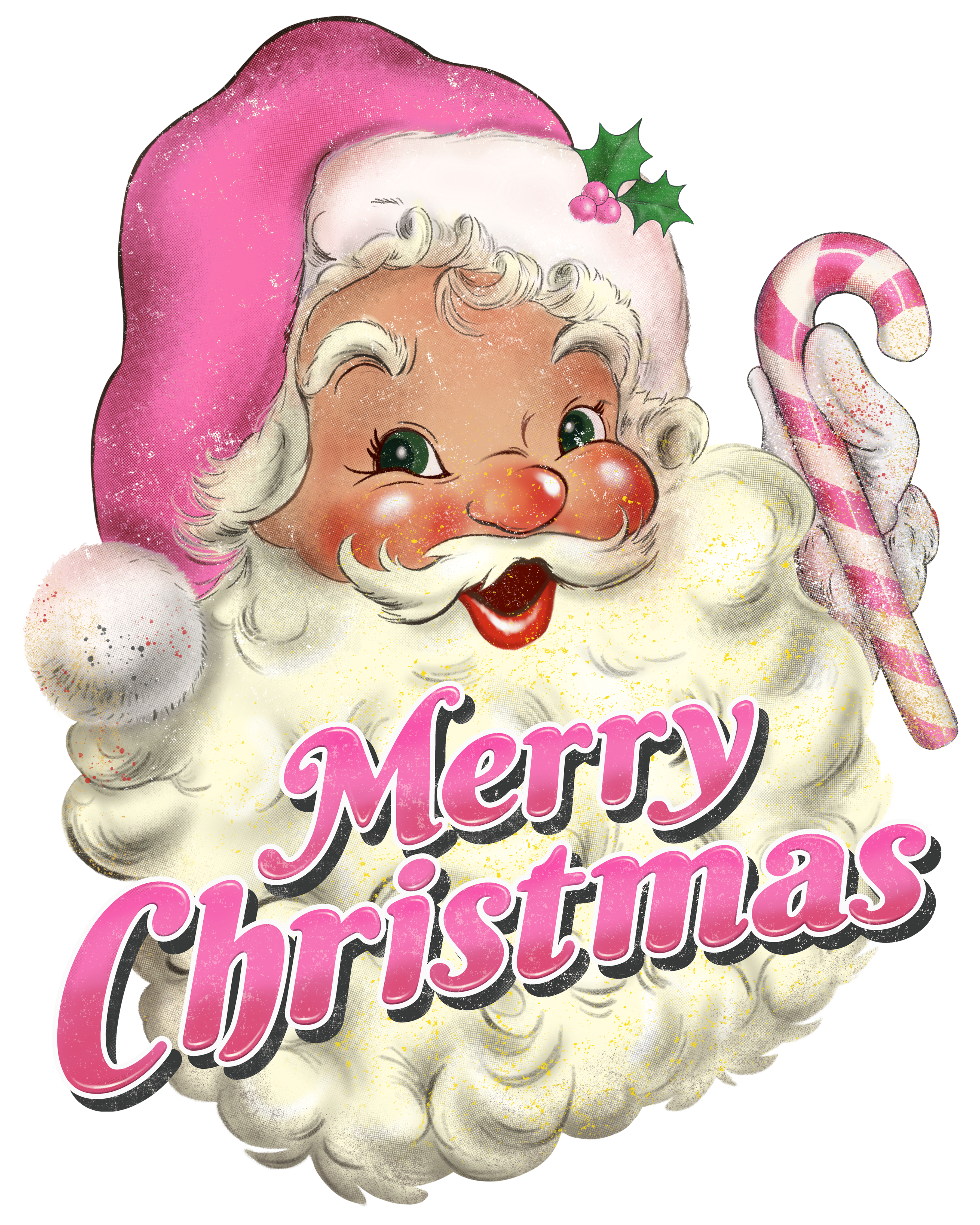 Sublimation Prints - Pink Santa Merry Christmas - The Vinyl Haus