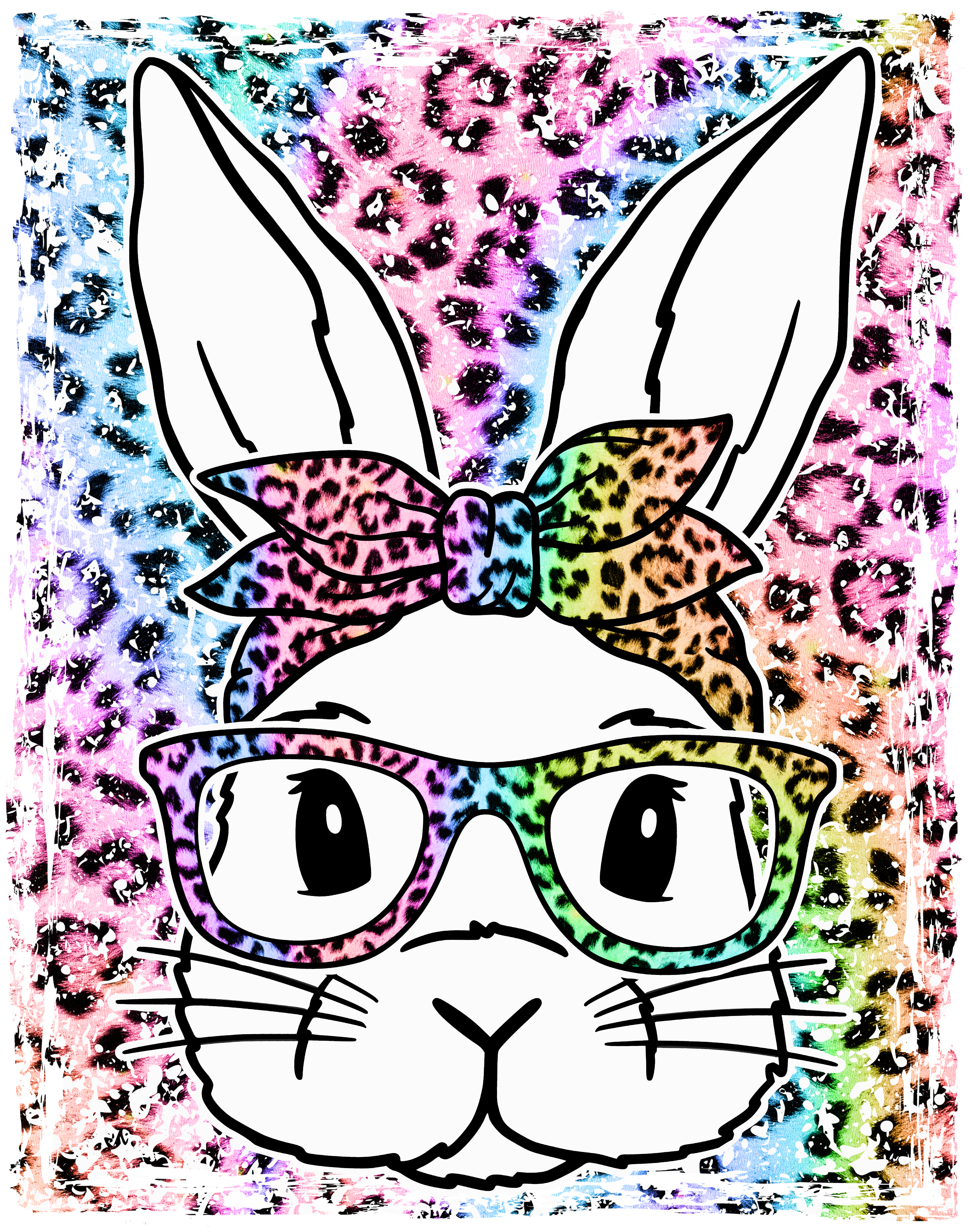 Sublimation Prints - Bunny On Pastel Leopard - The Vinyl Haus