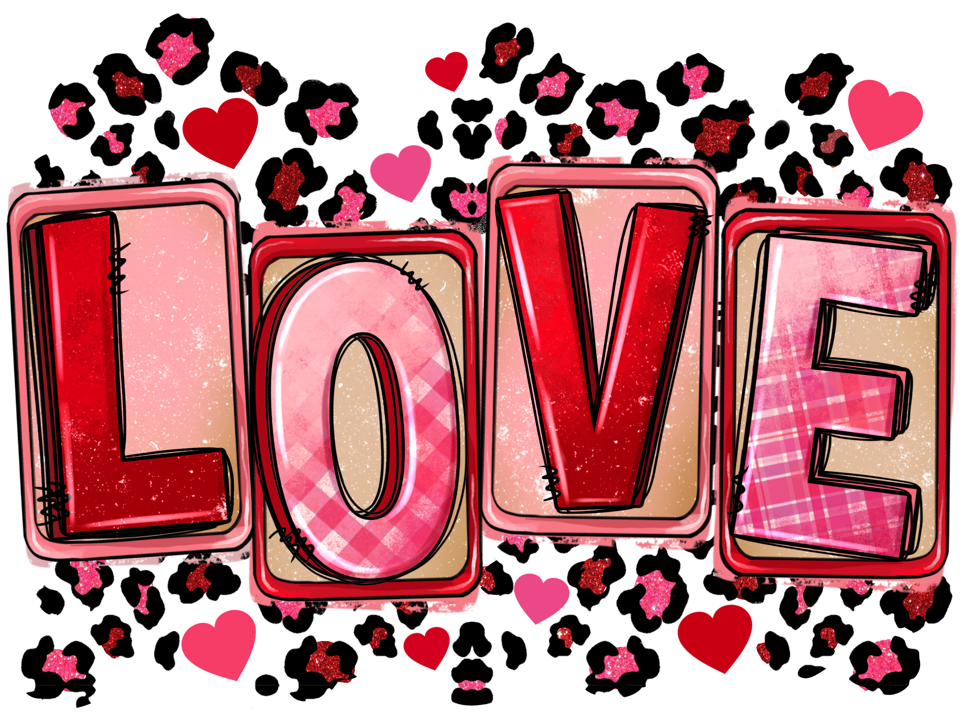 HTV Prints - Pink Leopard LOVE - The Vinyl Haus