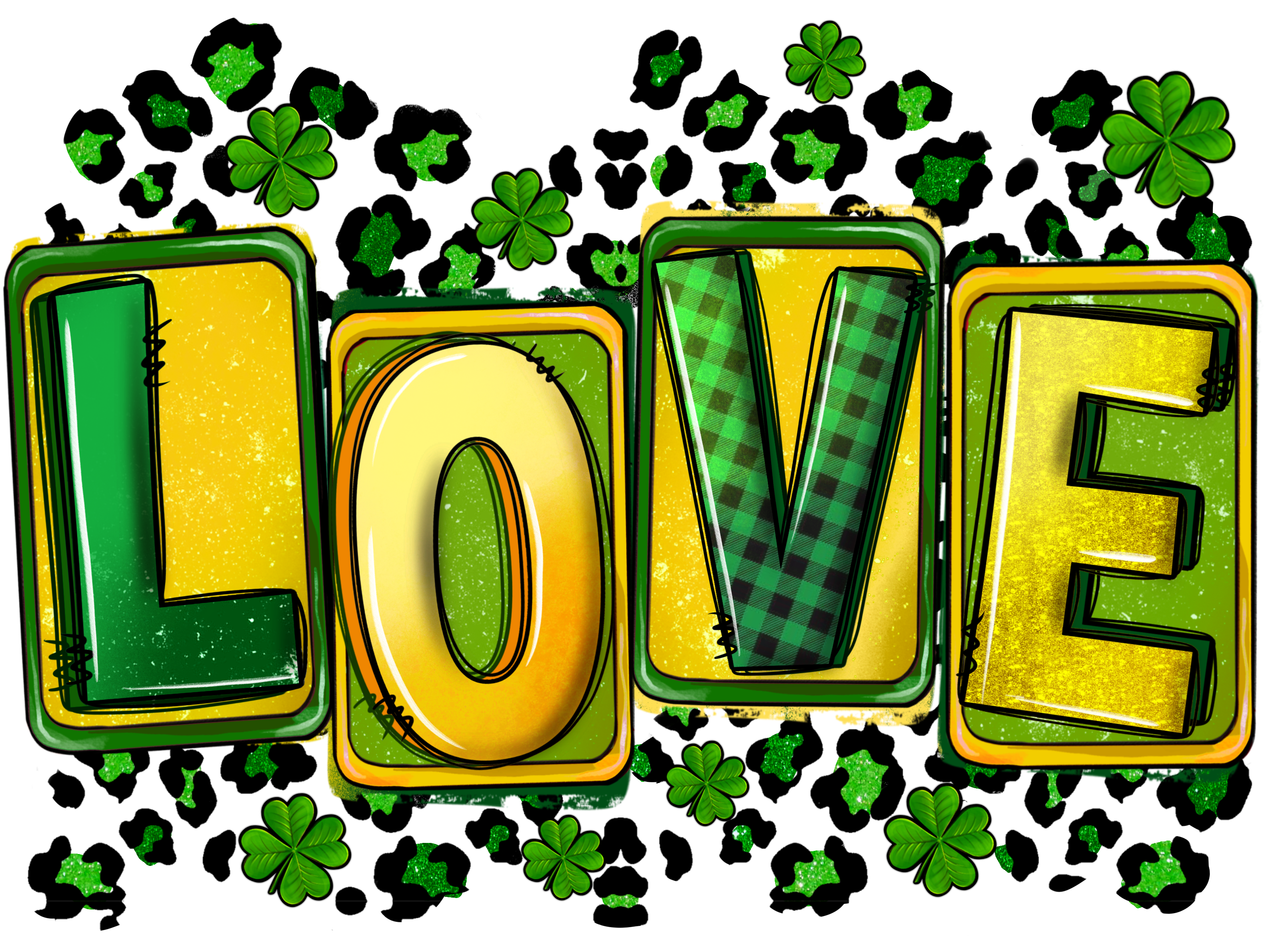 HTV Prints - Green Leopard LOVE - The Vinyl Haus