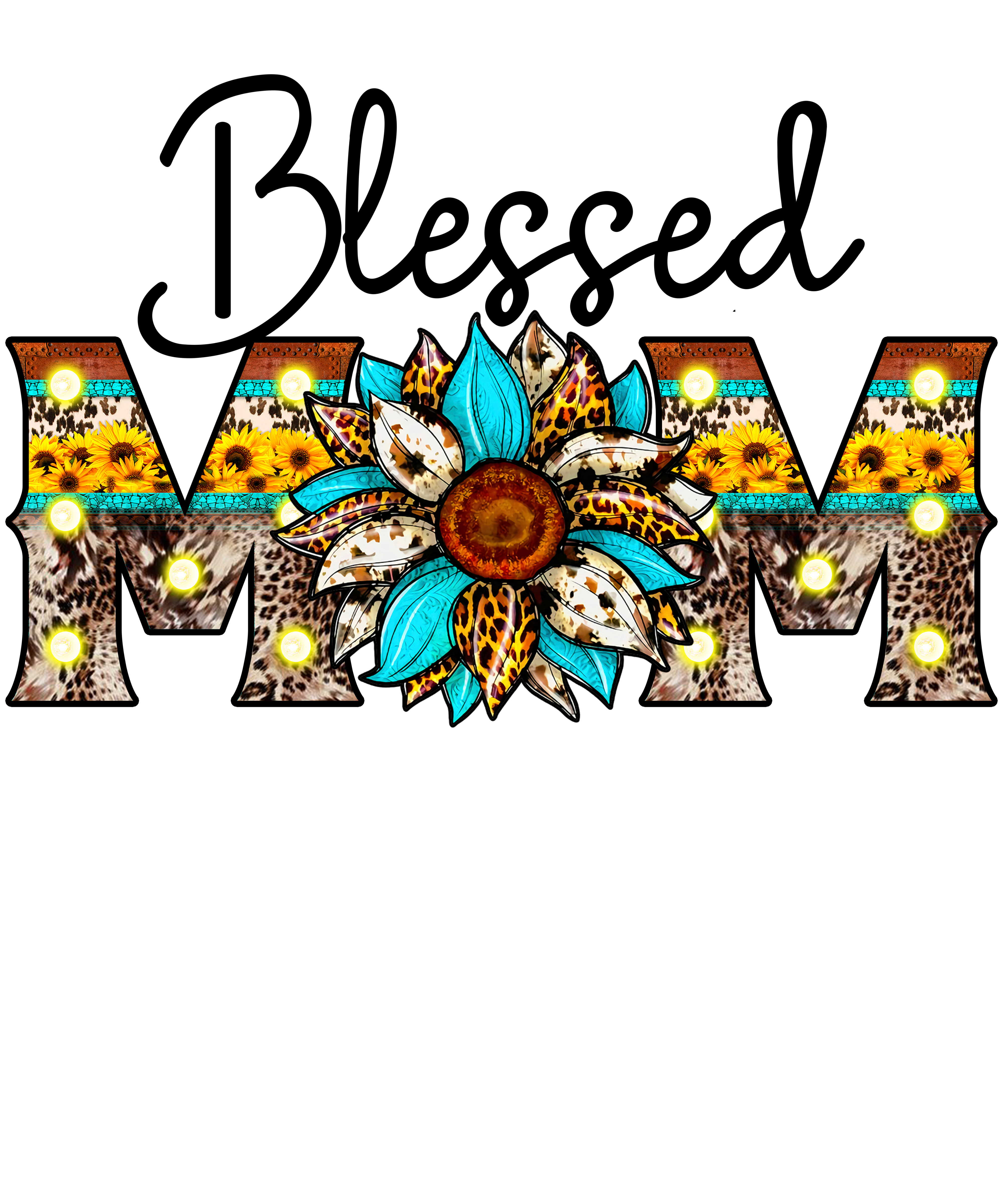 Blessed Mom Sunflower Sublimation Print Design Ready To Press Heat Transfer