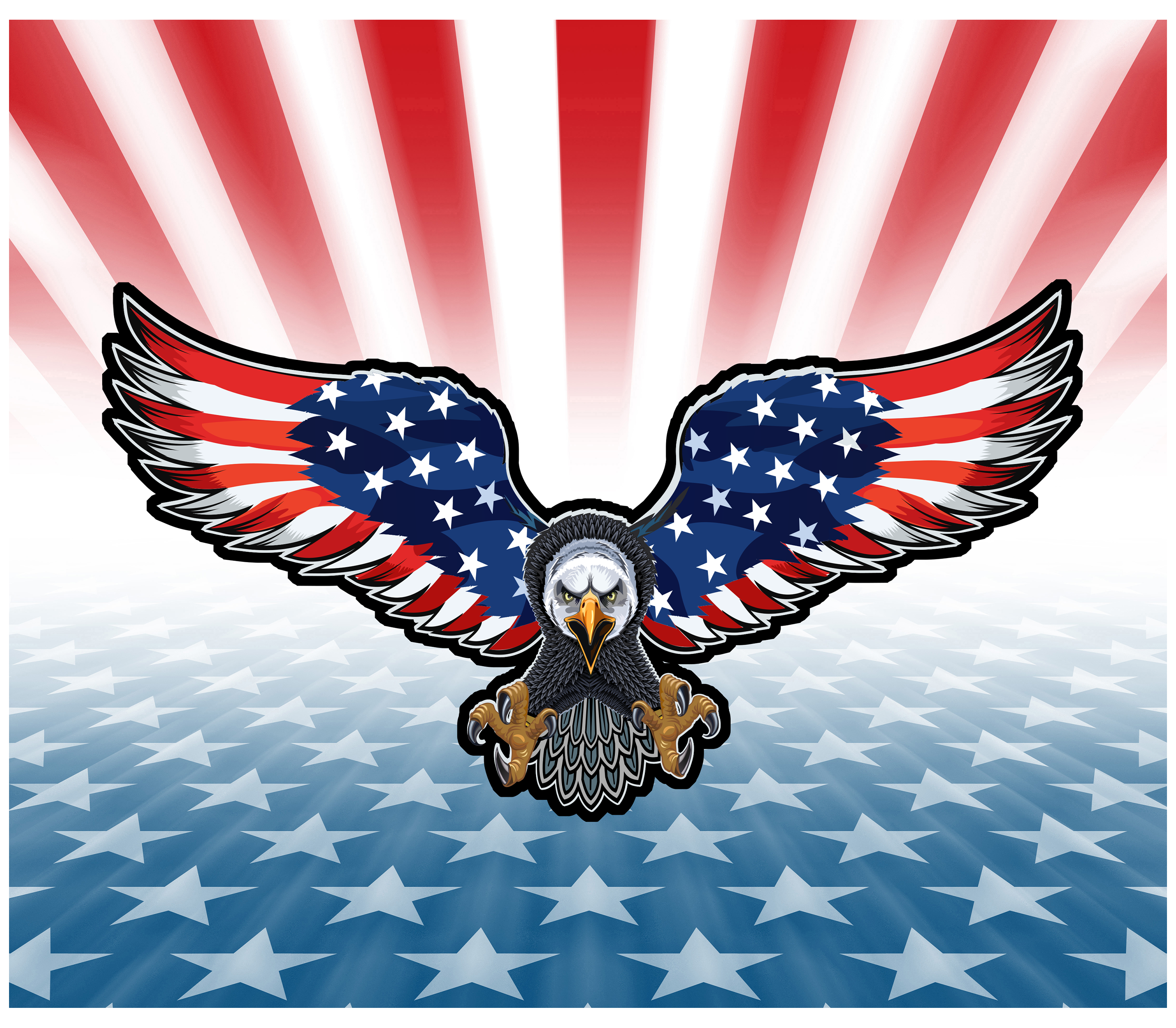 Sublimation Tumbler Wrap - 4th of July Flag Burst With Eagle - The Vinyl Haus