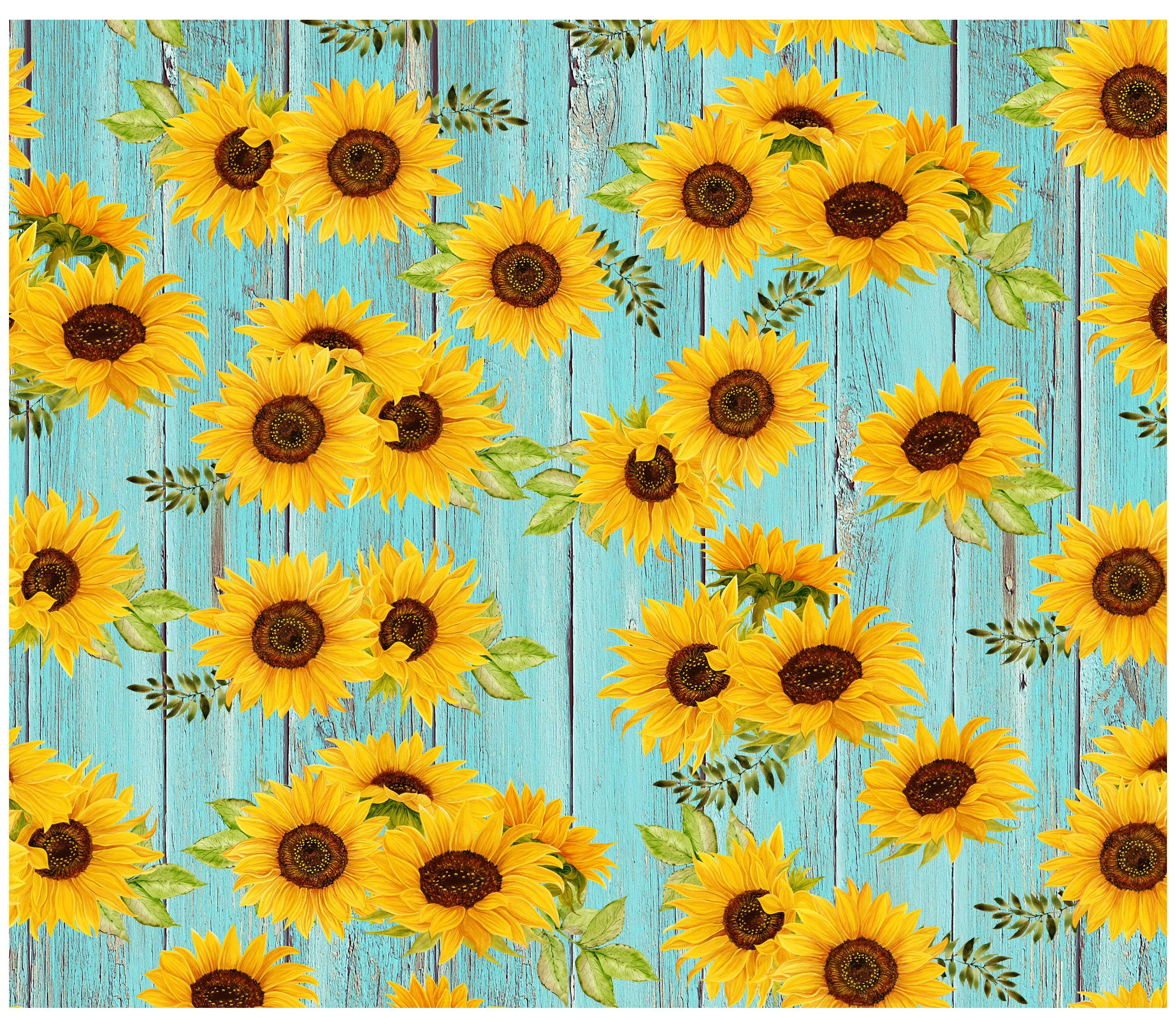 Sublimation Tumbler Wrap - Sunflowers Woodgrain Background - The Vinyl Haus