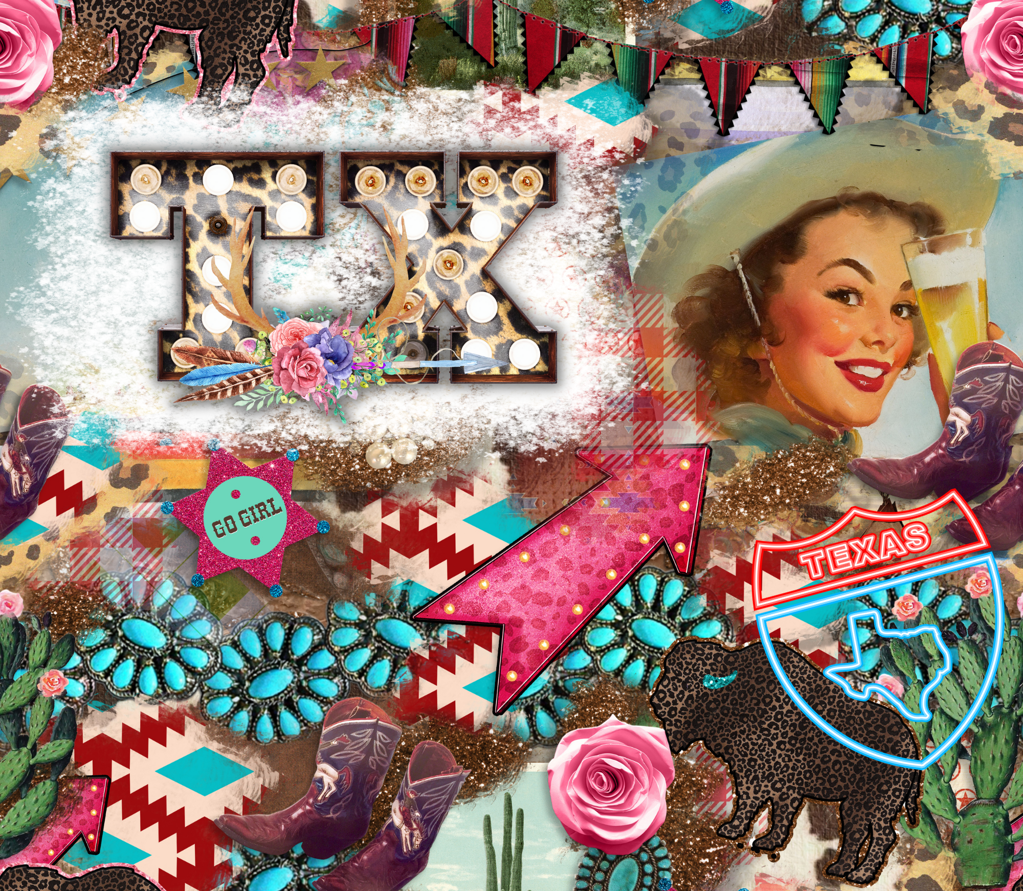 Sublimation Tumbler Wrap - Texas Cowgirl - The Vinyl Haus