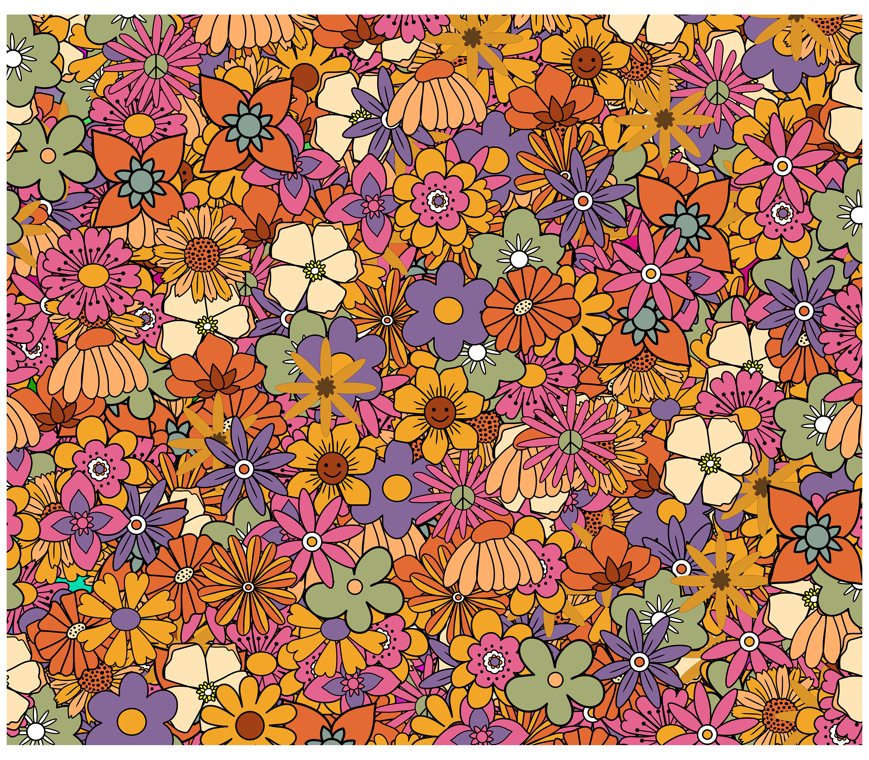 Sublimation Tumbler Wrap - Retro Flowers - The Vinyl Haus