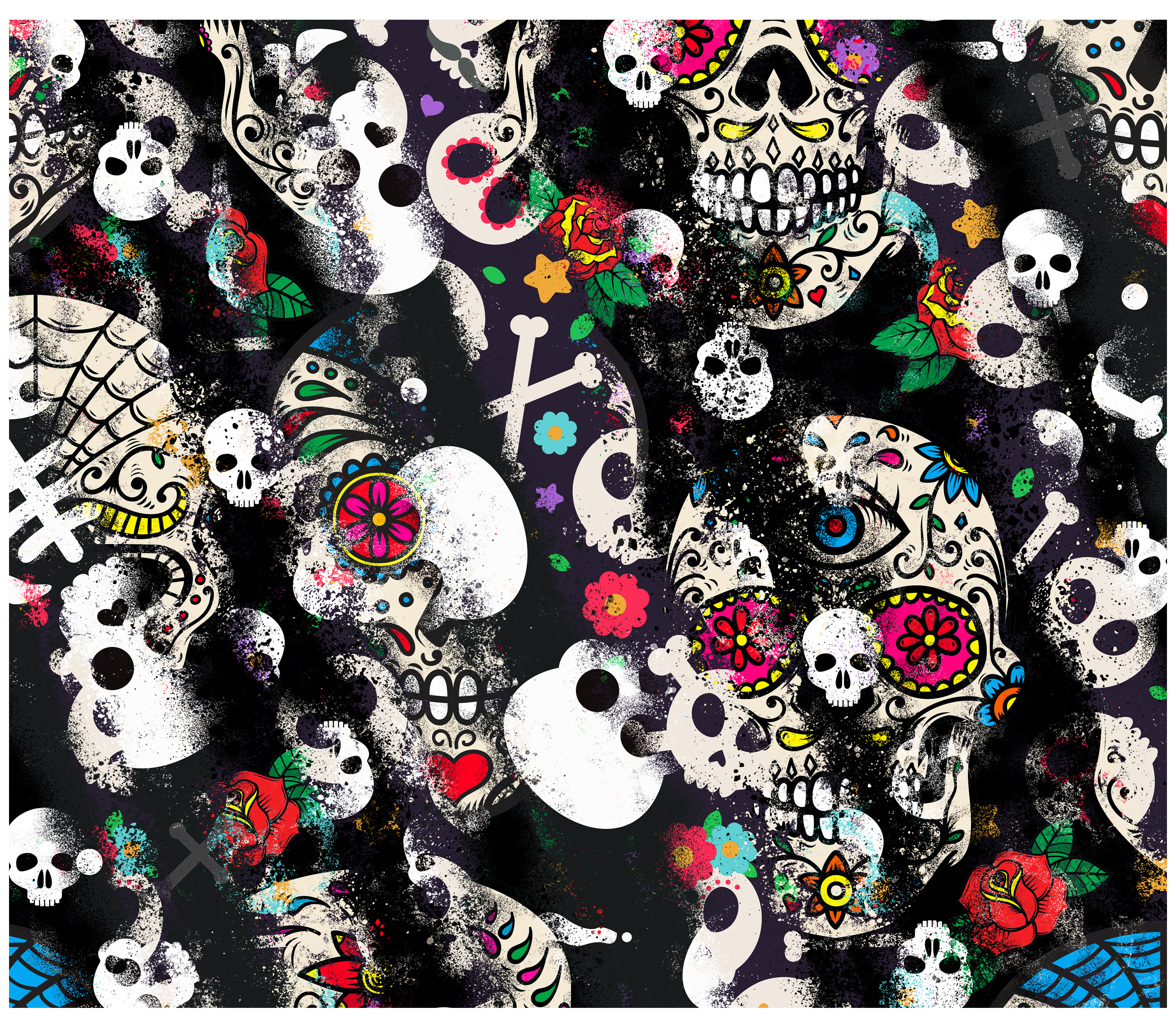 Sublimation Tumbler Wrap - Sugar Skulls - The Vinyl Haus
