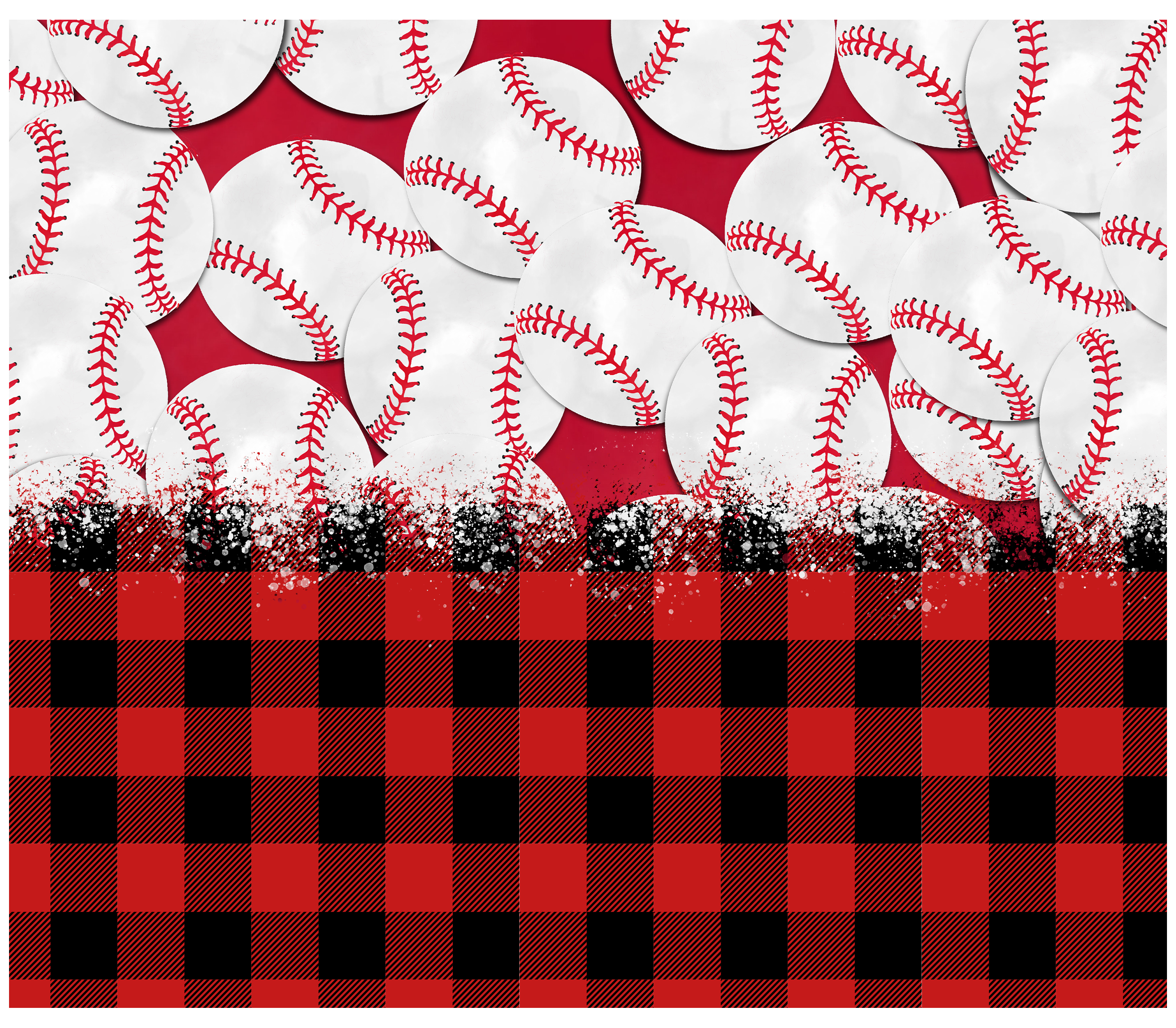 Sublimation Tumbler Wrap - Baseballs and Buffalo Plaid - The Vinyl Haus