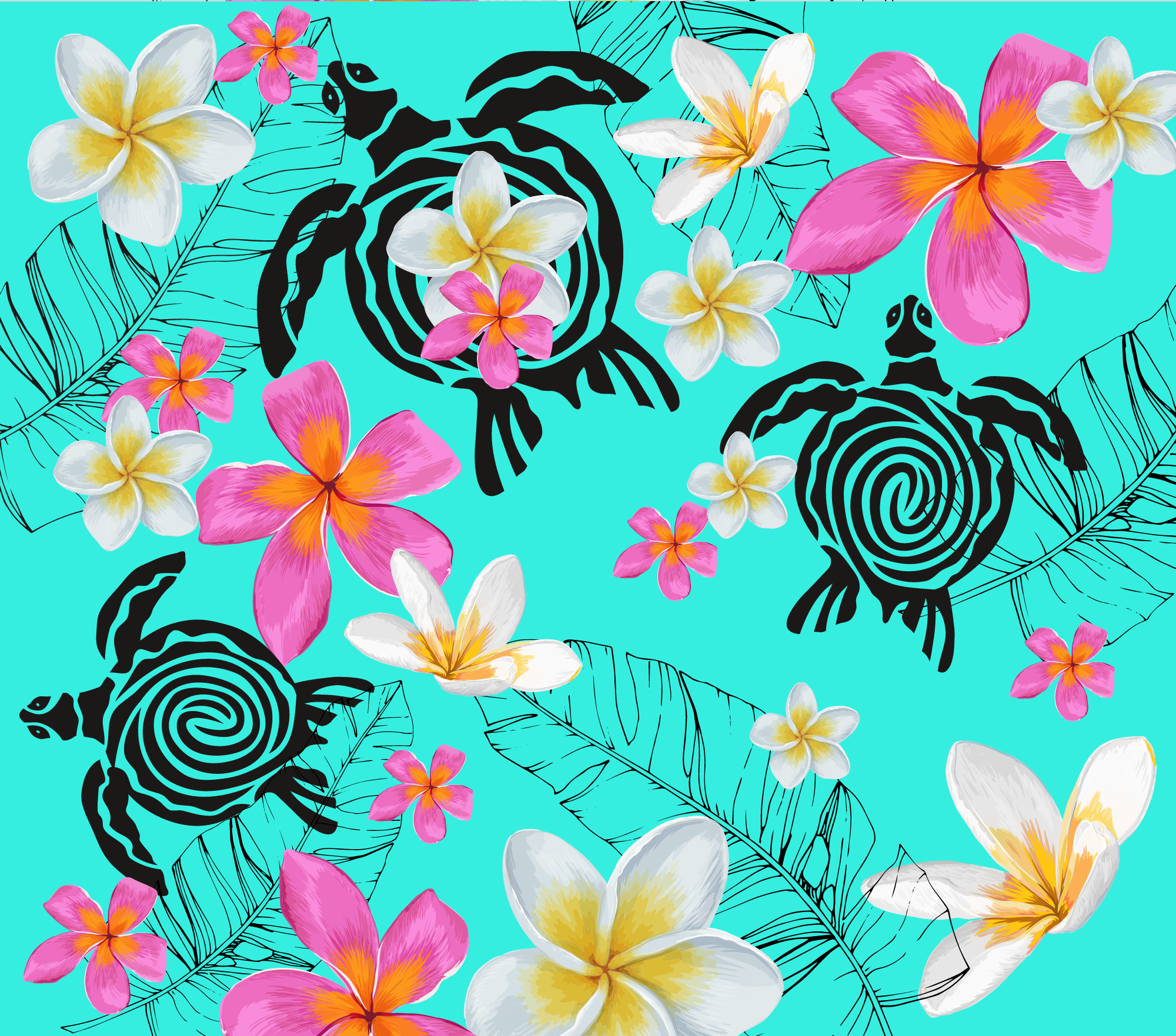 Sublimation Tumbler Wrap - Tropical Turtles - The Vinyl Haus