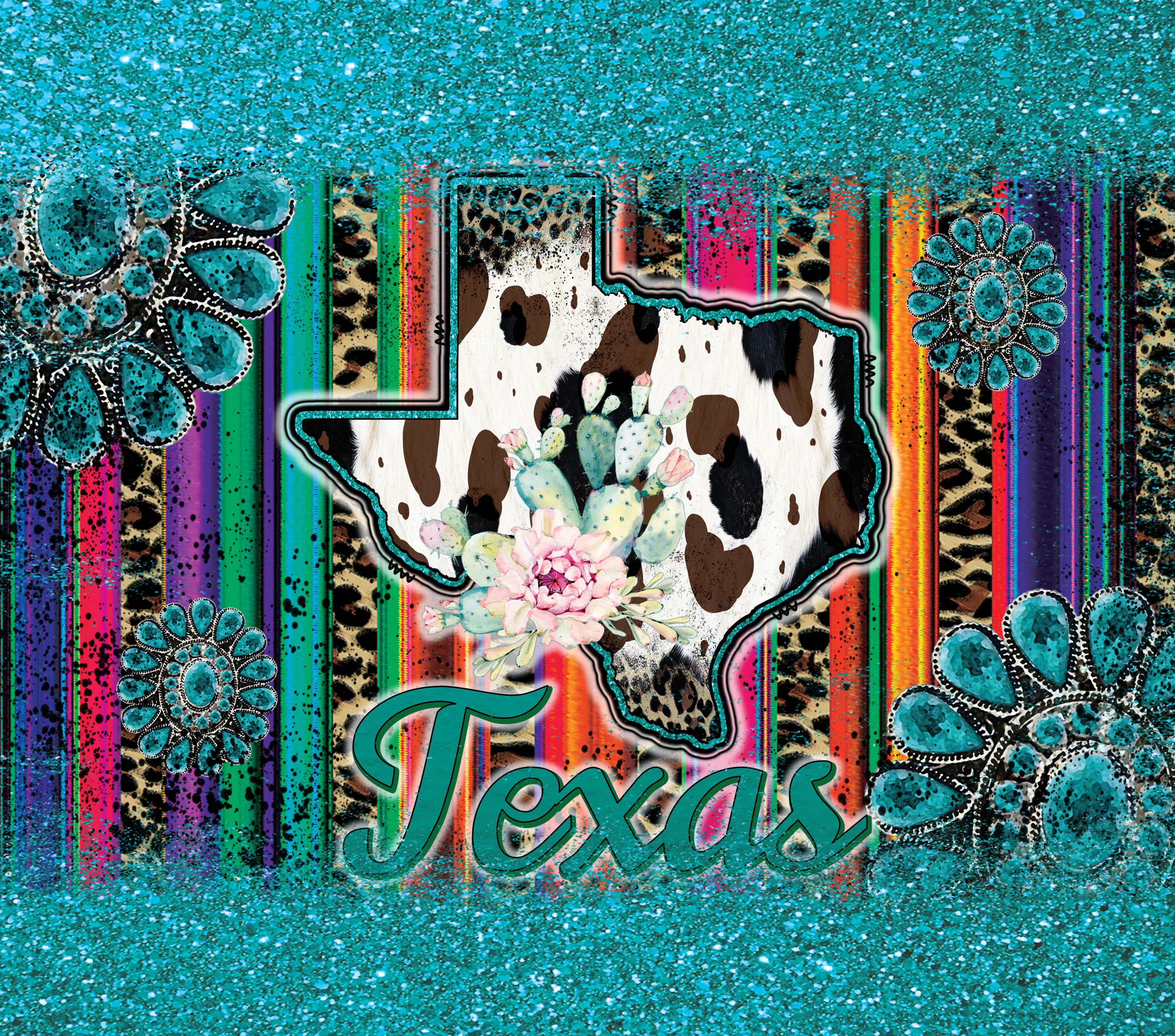 Sublimation Tumbler Wrap - Texas Cowhide - The Vinyl Haus