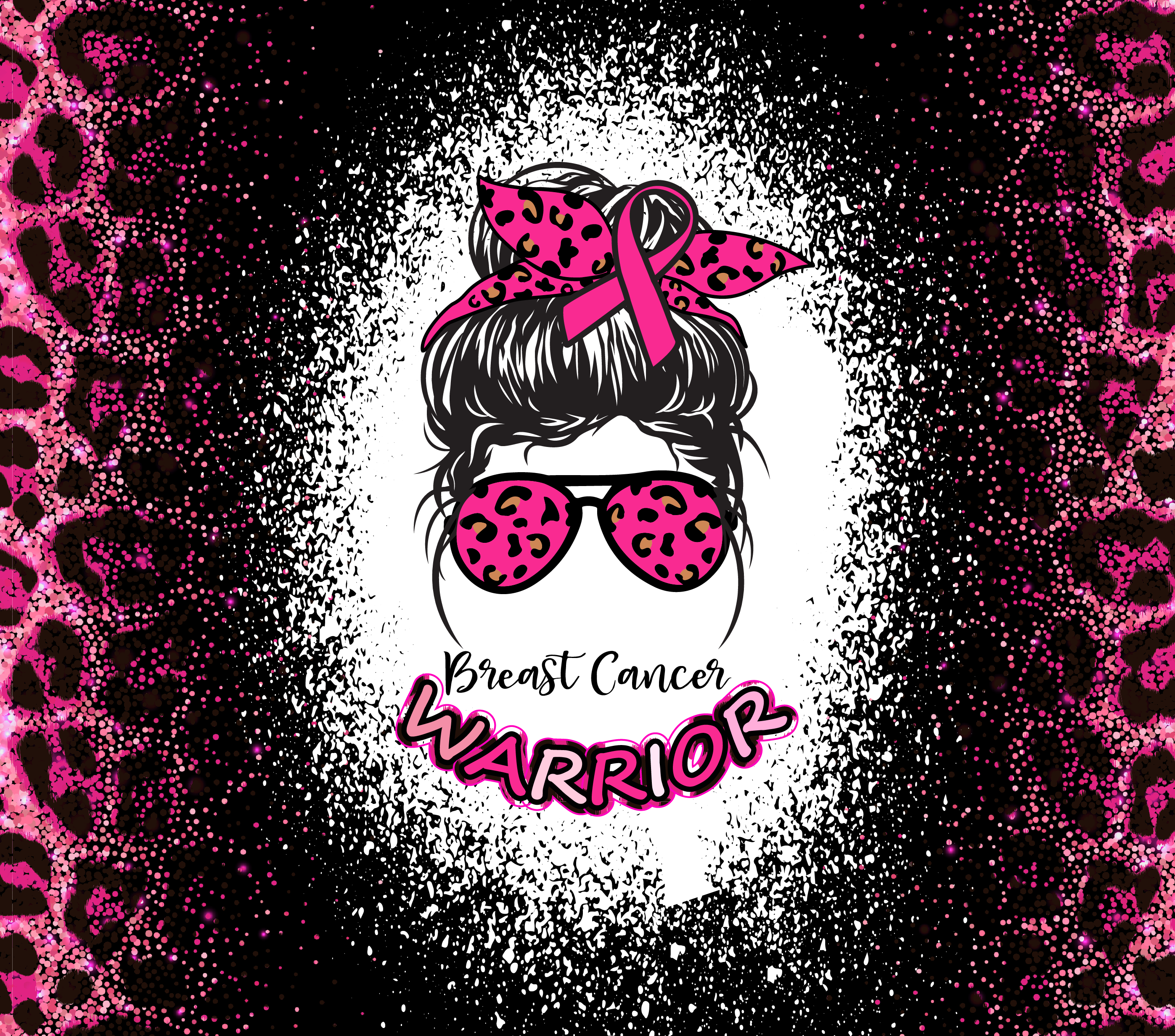 Sublimation Tumbler Wrap - Breast Cancer Warrior Pink Leopard