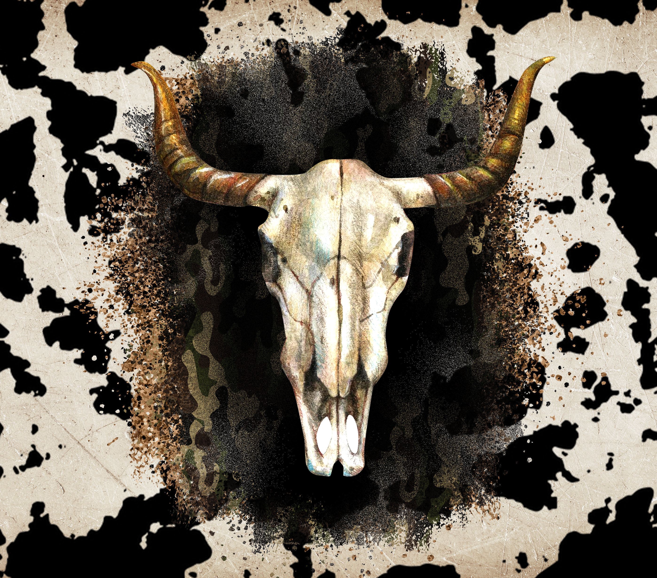 Sublimation Tumbler Wrap - Western Cow Skull - The Vinyl Haus
