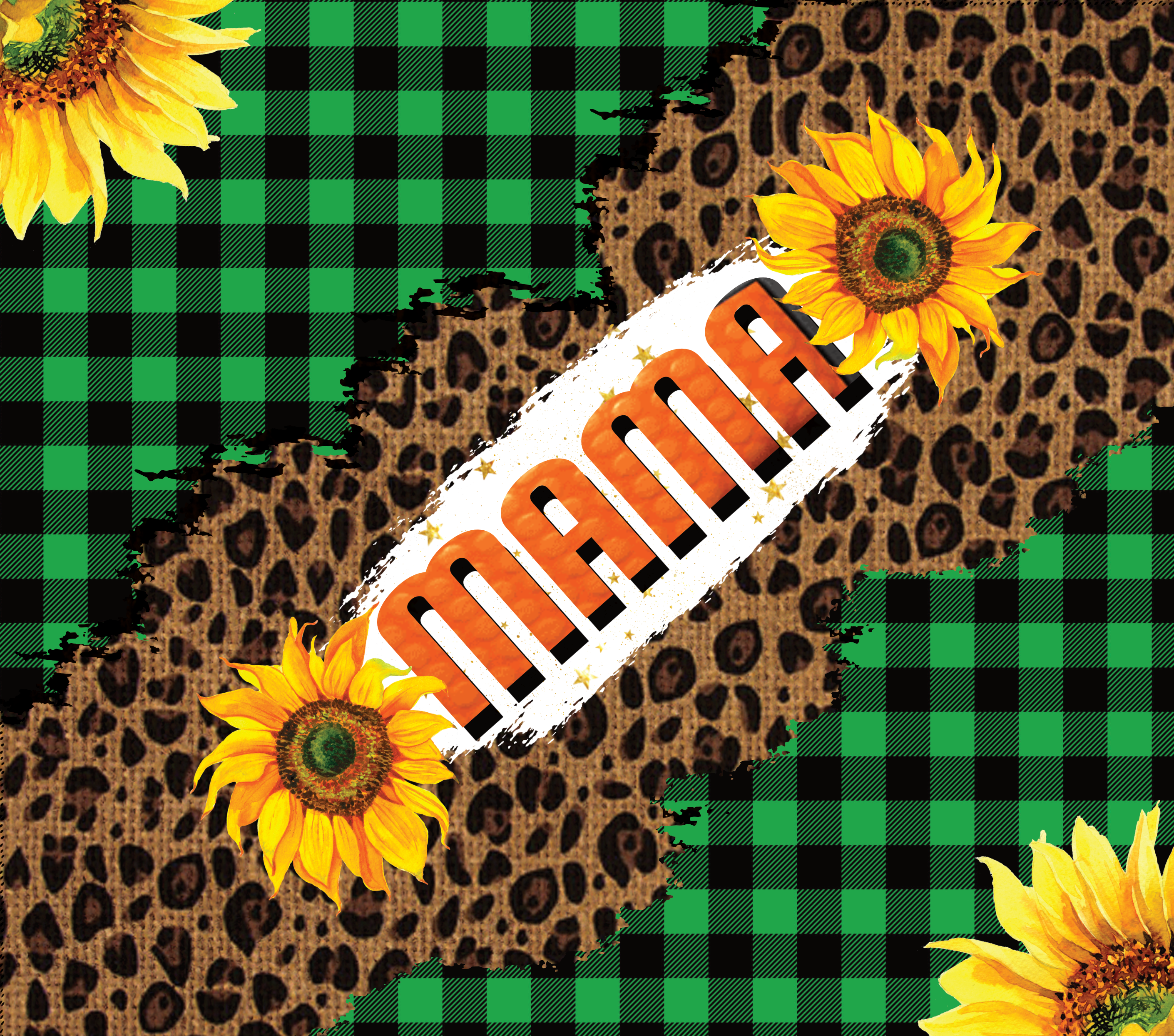 Sublimation Tumbler Wrap - Sunflower and Plaid Mama - The Vinyl Haus