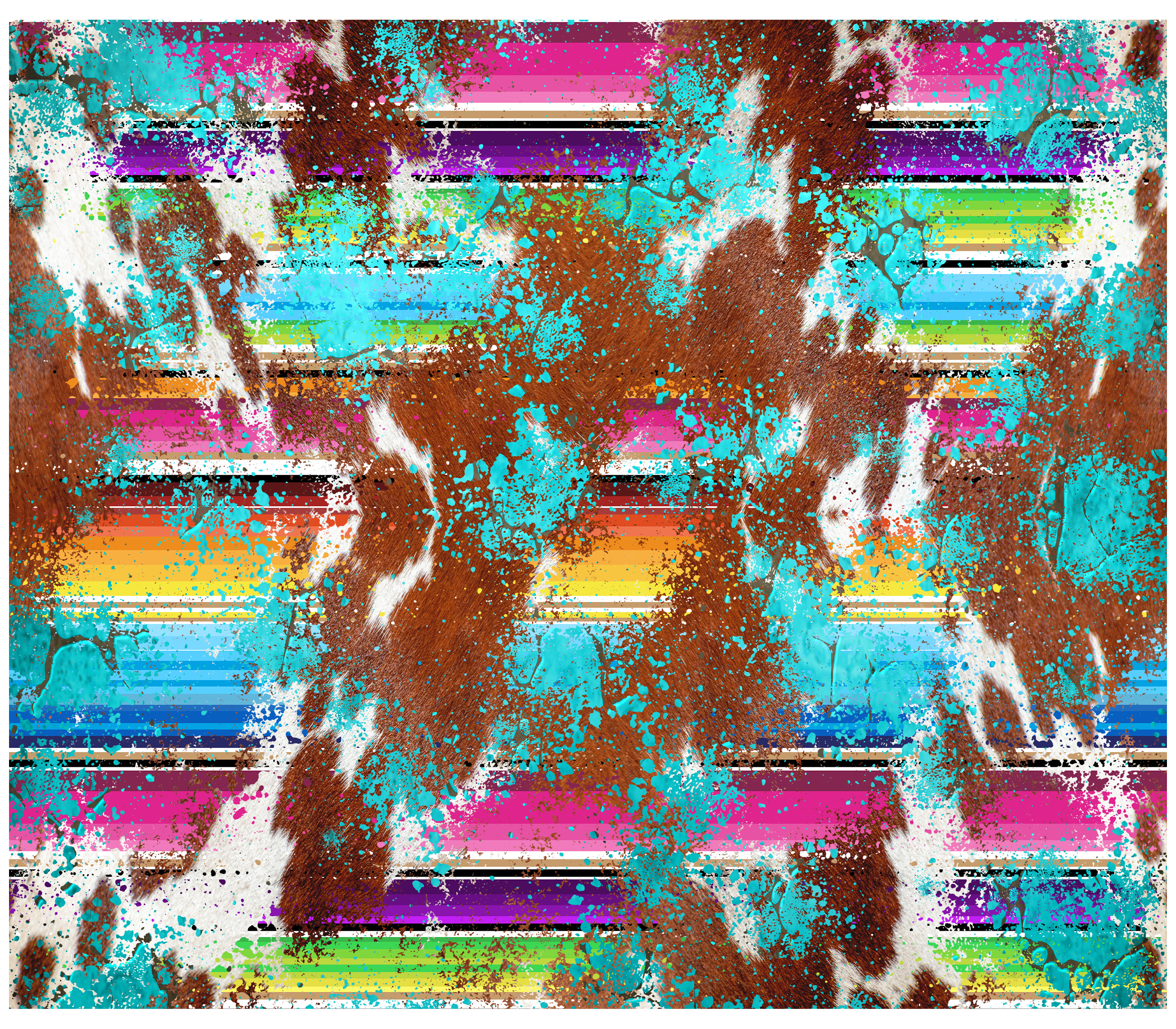 Sublimation Tumbler Wrap - Serape Cow Print - The Vinyl Haus
