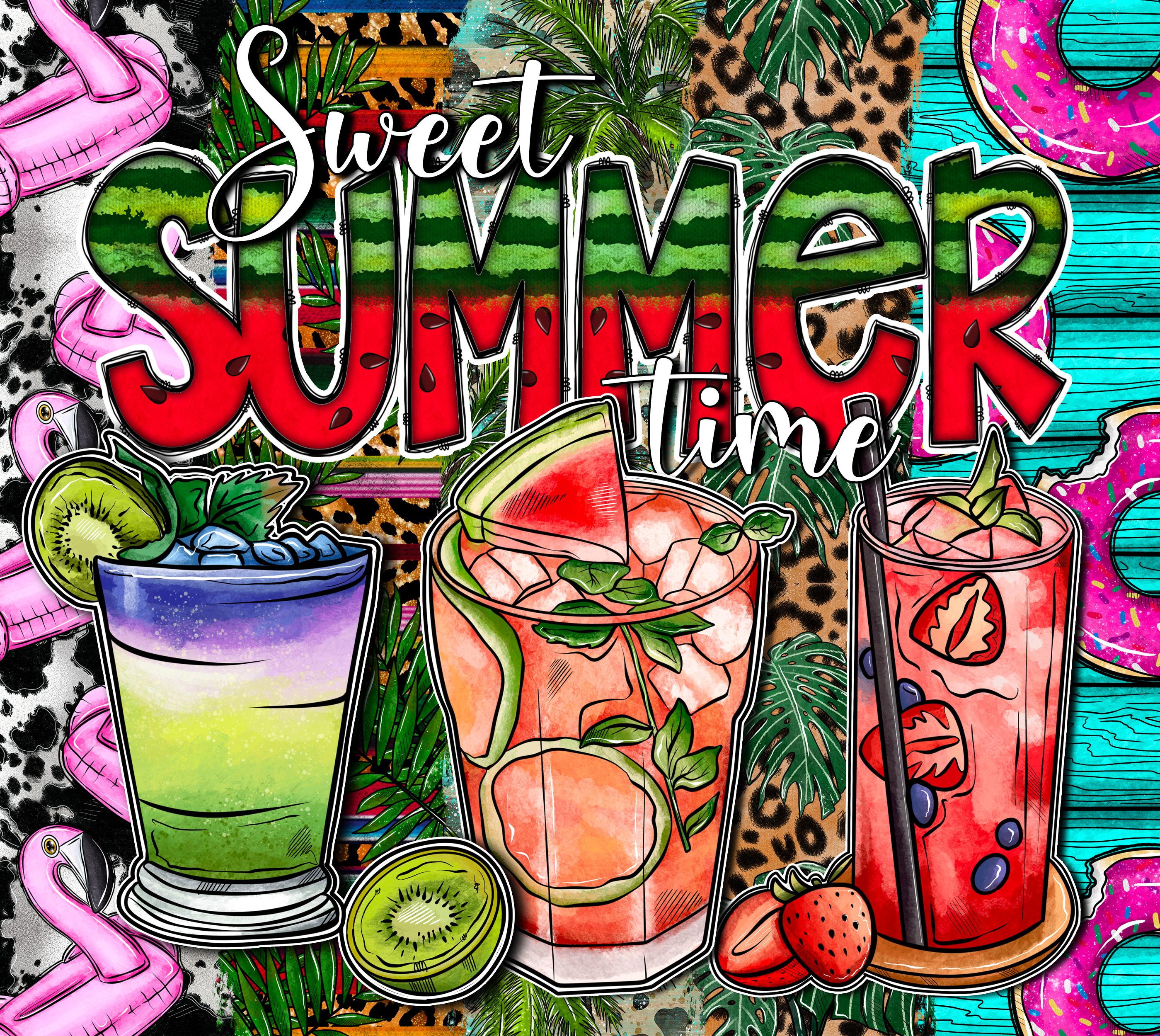 Sublimation Tumbler Wrap - Sweet Summer Time - The Vinyl Haus