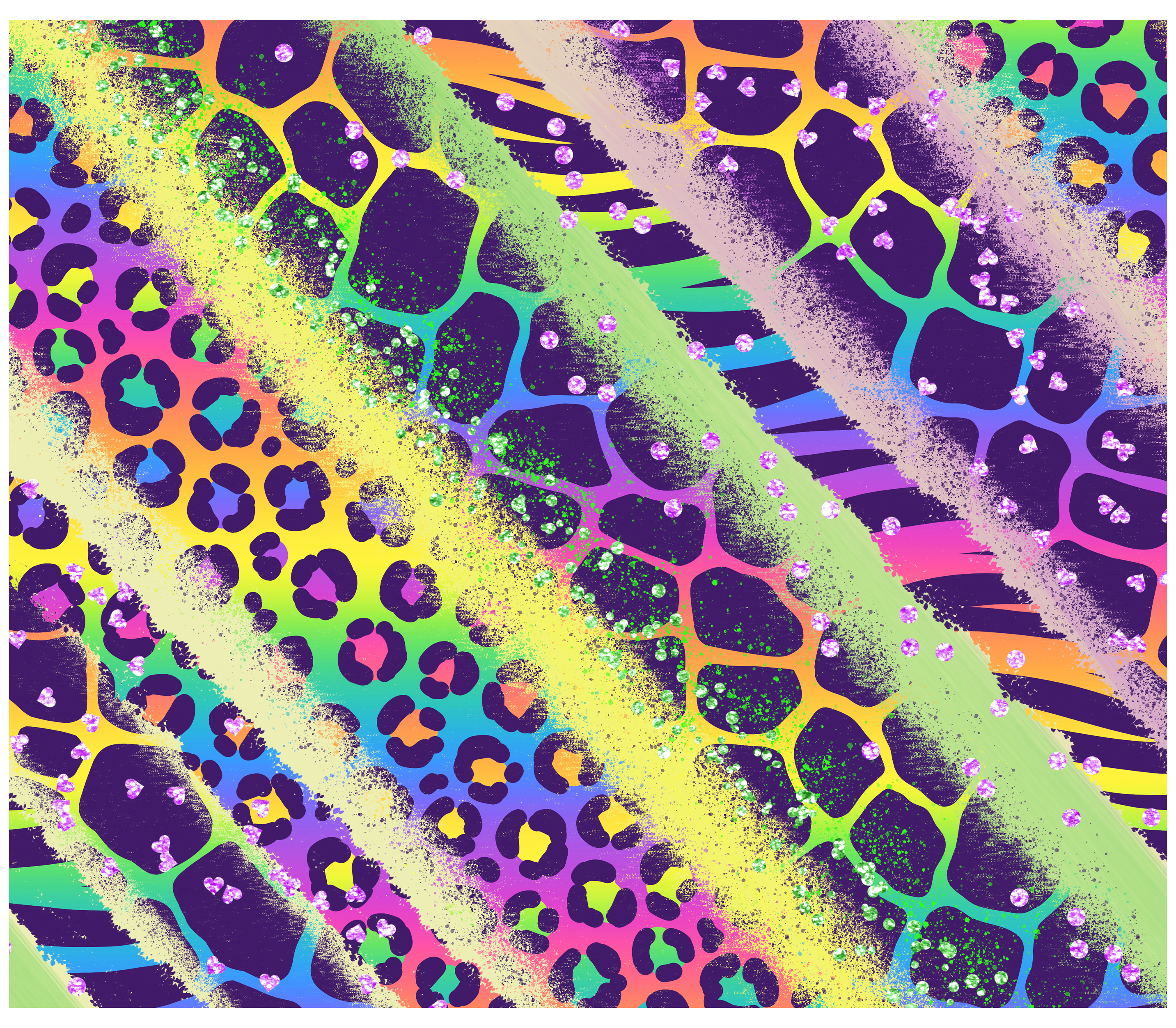 Sublimation Tumbler Wrap - Neon Animal Print Stripes - The Vinyl Haus