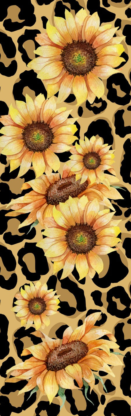 Sunflower and Cheetah print Pen Wrap 1.5 x 4.75 - The Vinyl Haus