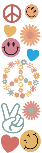 Retro Peace and Smiley 2 Pen Wrap 1.5 x 4.75 - The Vinyl Haus