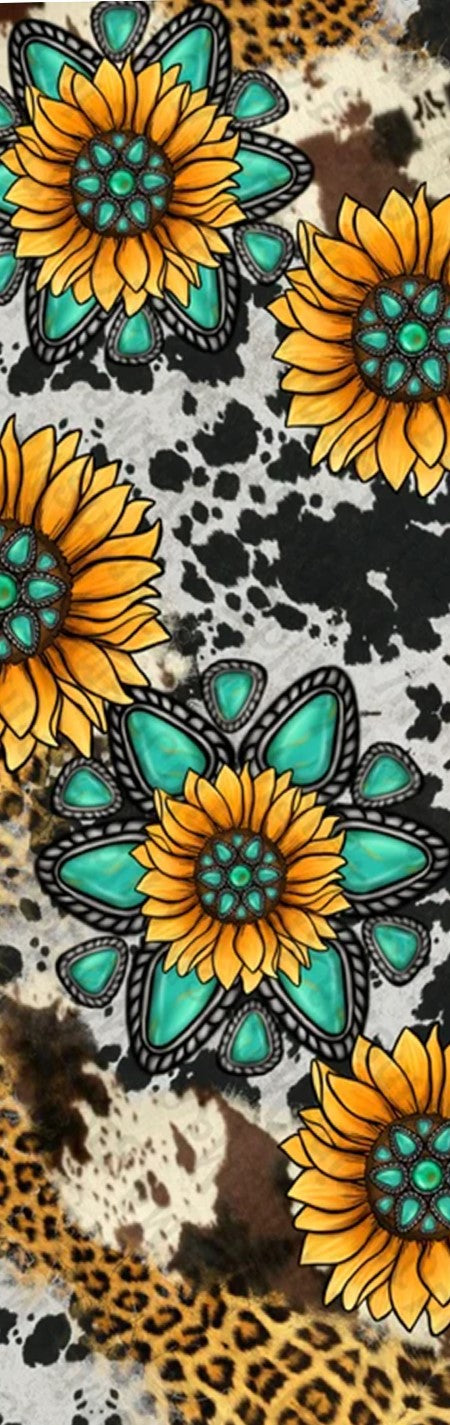 Leopard Cow Print with Sunflowers Pen Wrap 1.5 x 5 - The Vinyl Haus