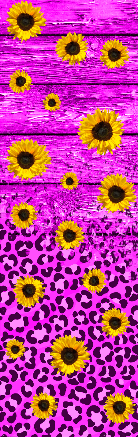 Pink Woodgrain and Sunflowers Pen Wrap 1.5 x 4.75 - The Vinyl Haus