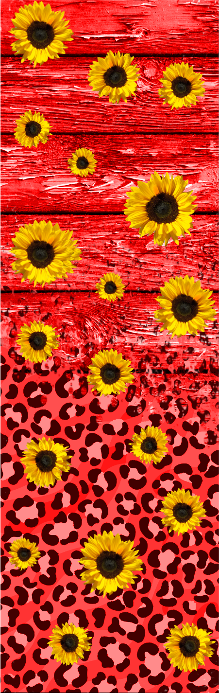 Red Woodgrain and Sunflowers Pen Wrap 1.5 x 4.75 - The Vinyl Haus