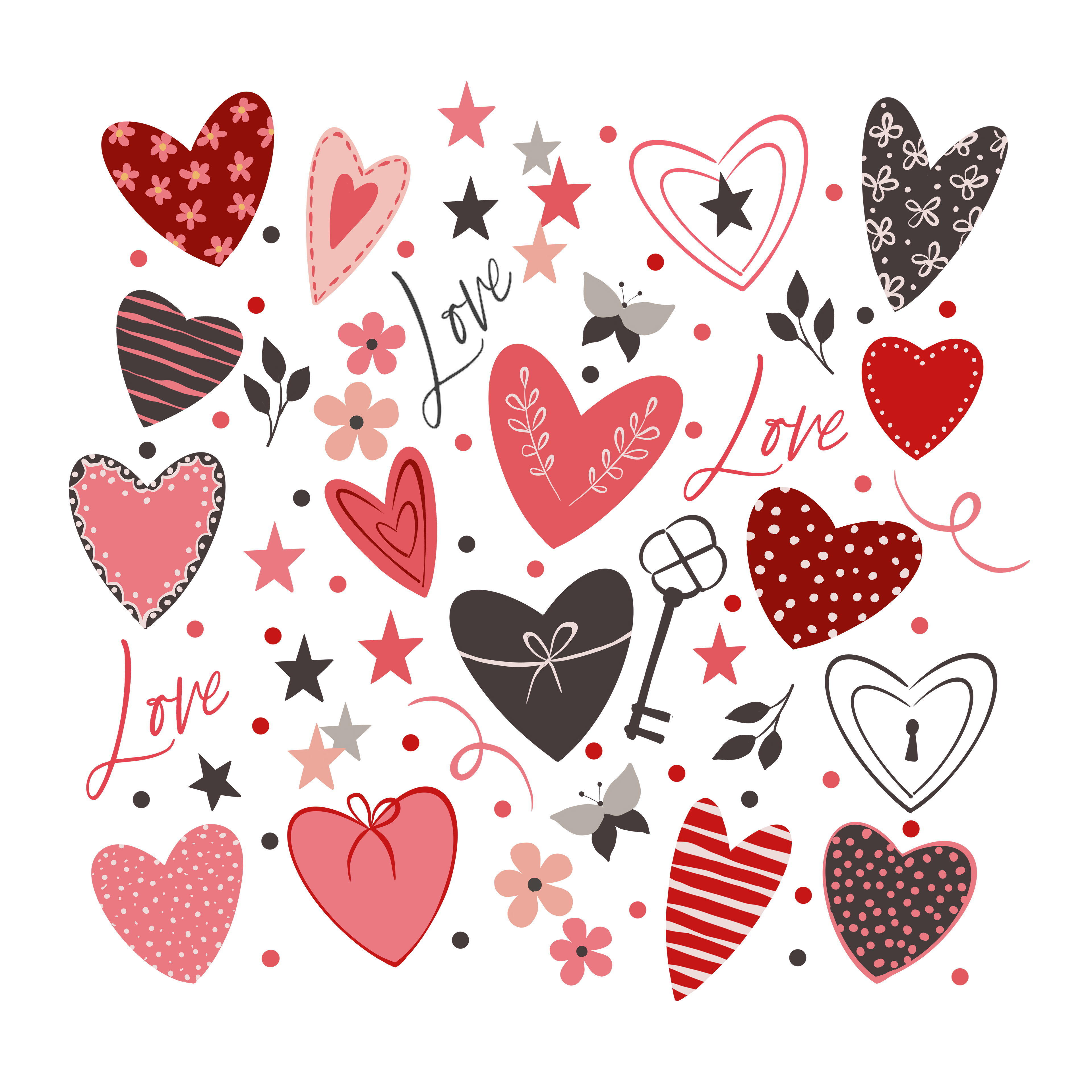 DTF Print-Valentines Hearts