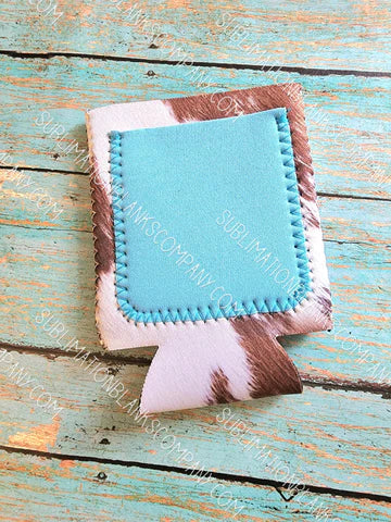 Cowhide Sublimation Print Can Coozie- Blue Pouch Main image