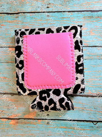 Sequin Can Coozies- silver/Pink Pouch