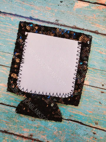 Sequin Can Coozies- Black/White Pouch Main image